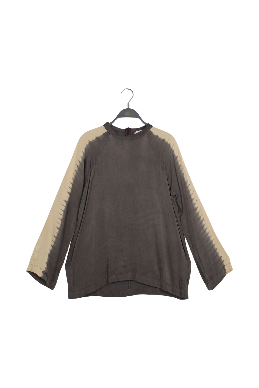 PreLoved Ula - Streamline LS blouse I Oatmeal/Teal - L 1 - Rabens Saloner - DK