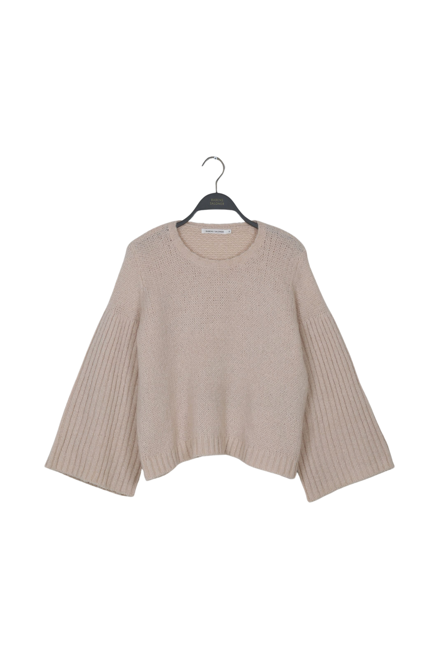 PreLoved Emiko - Dual knit rib sleeve sweater | Beige I Beige - S Beige S 1 - Rabens Saloner - DK