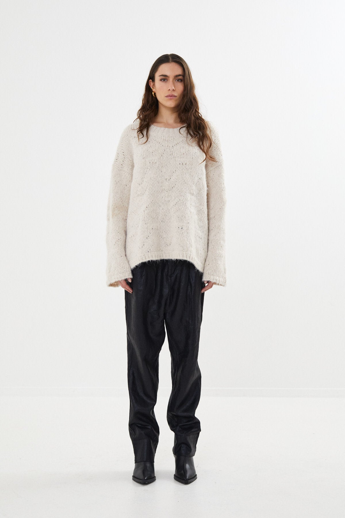 PreLoved Elsie - Dual knit oversize sweater I Beige - XS/S 4 - Rabens Saloner - DK