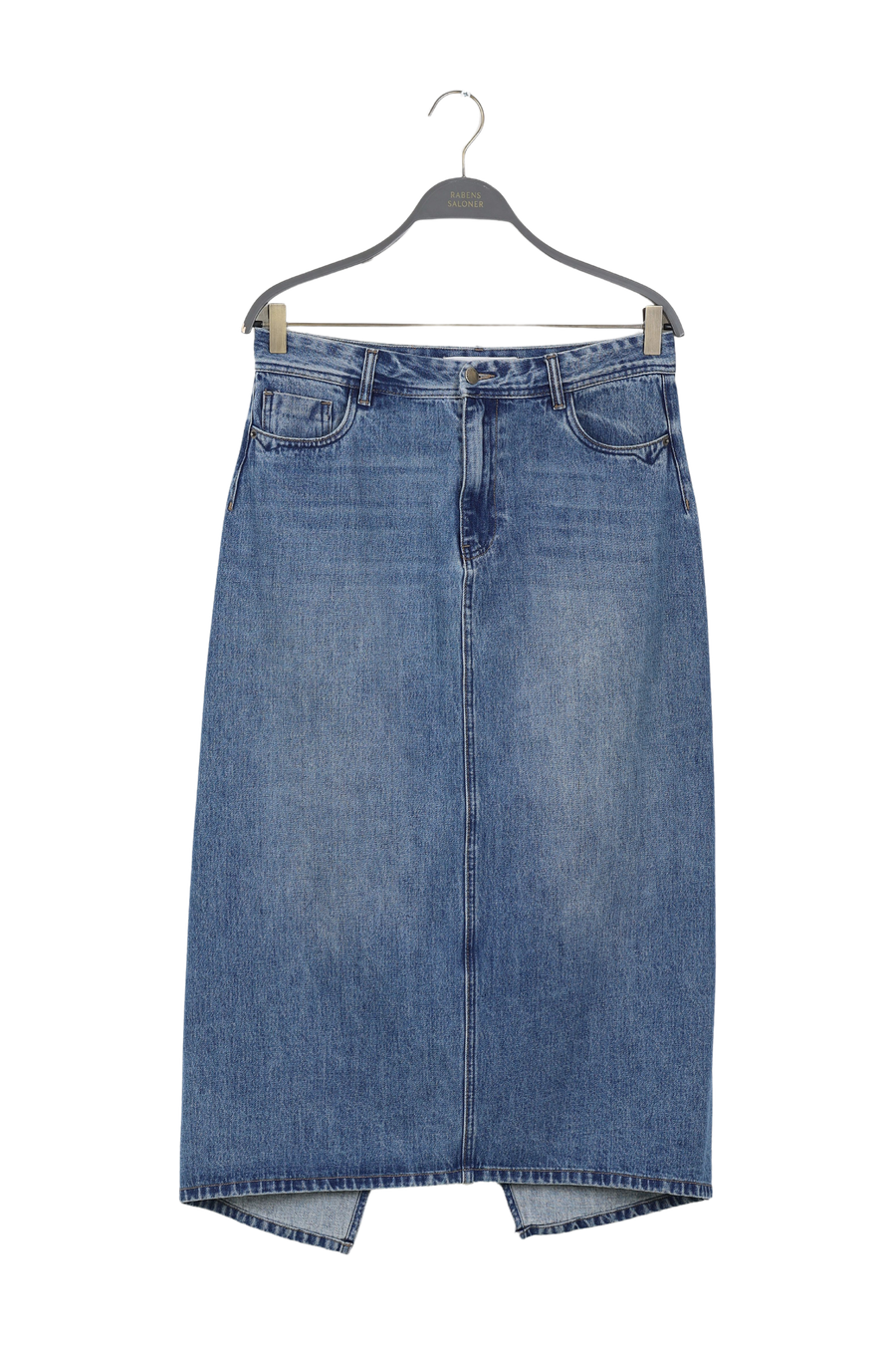 PreLoved Ramone - Denim fitted skirt I Washed indigo - L