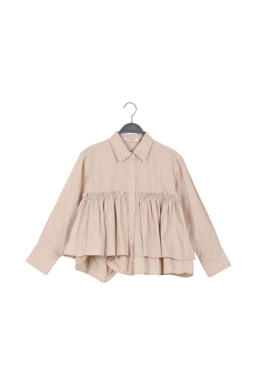 PreLoved Shaker - Poplin frill shirt I Powder - XS Powder XS 1 - Rabens Saloner - DK