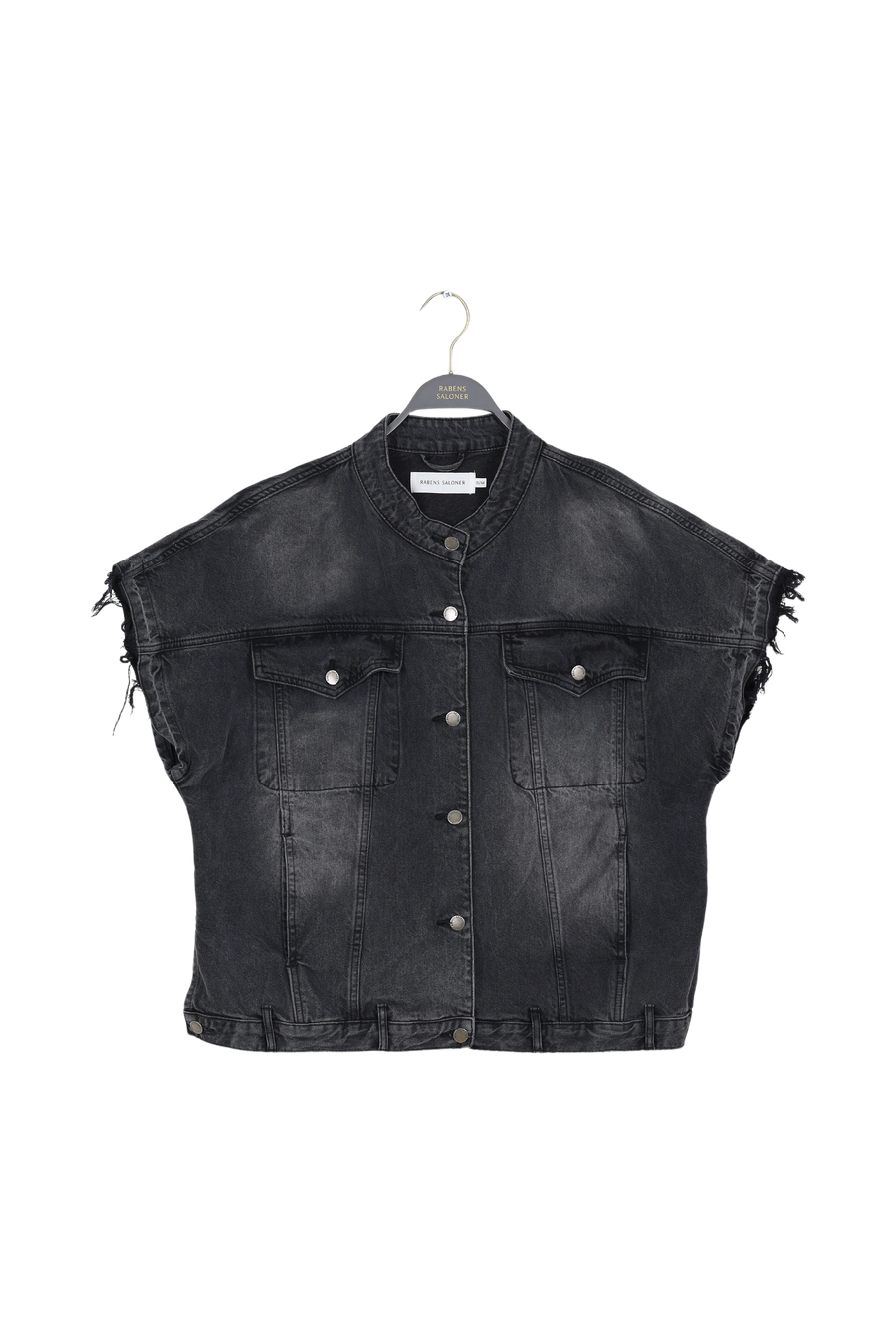 PreLoved Mir - Denim vest jacket I Washed black denim - S/M 1 - Rabens Saloner - DK