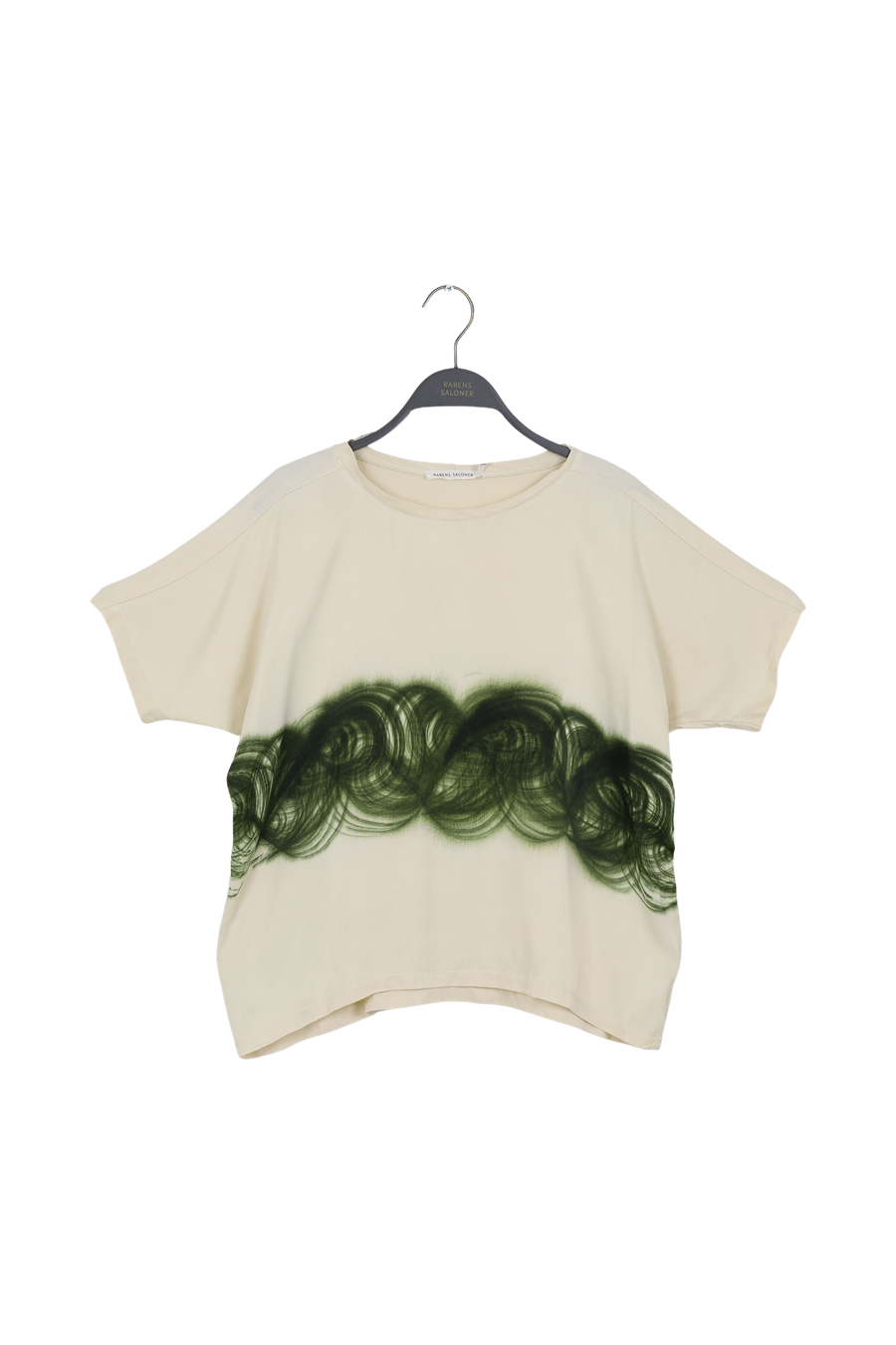 PreLoved Maggi - Swirl cropped Tshirt I Olive chalk combo - XS/S