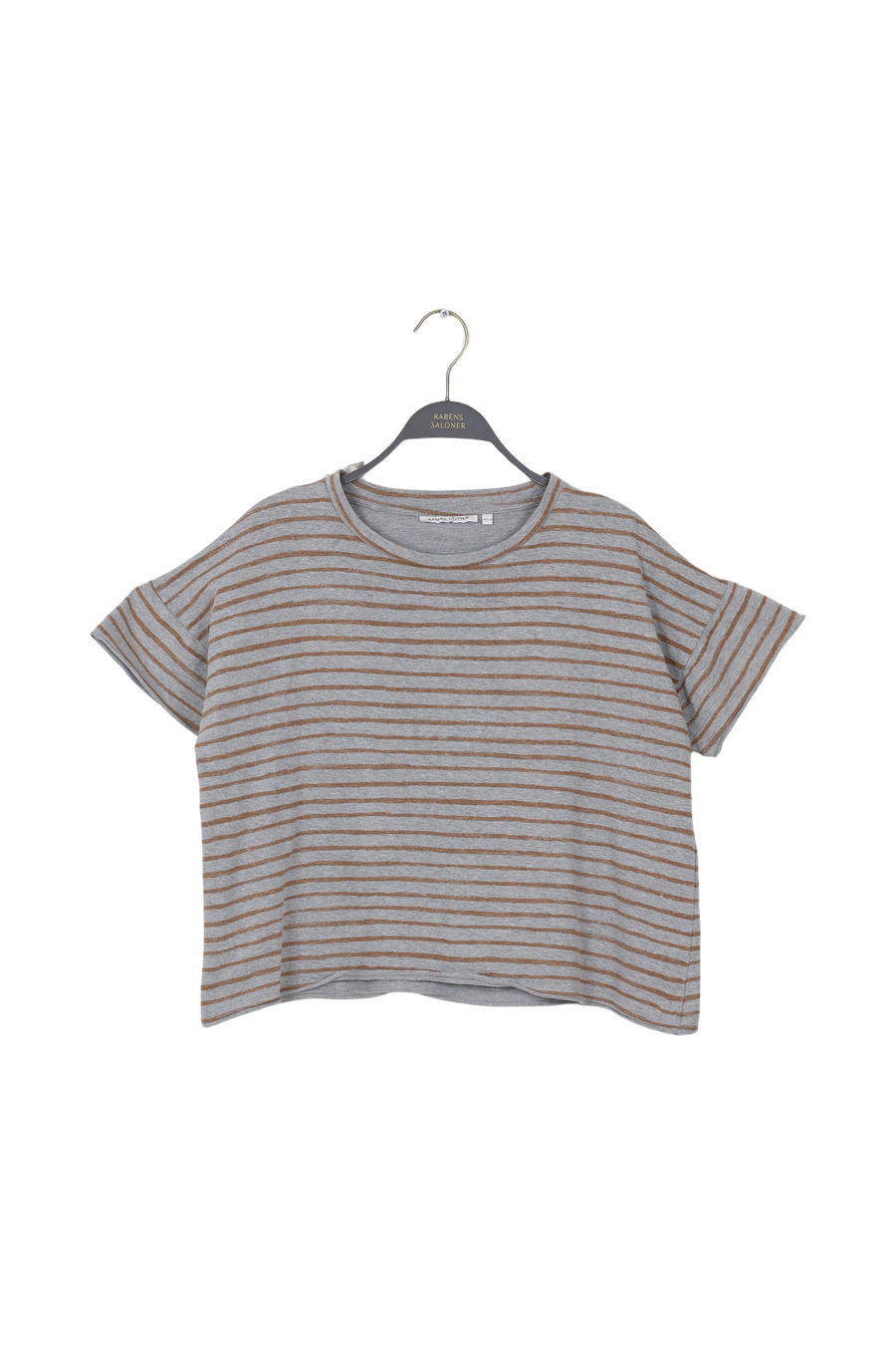 PreLoved Margot - Light stretch cropped t-shirt I Grey honey stripe - XS/S 1 - Rabens Saloner - DK