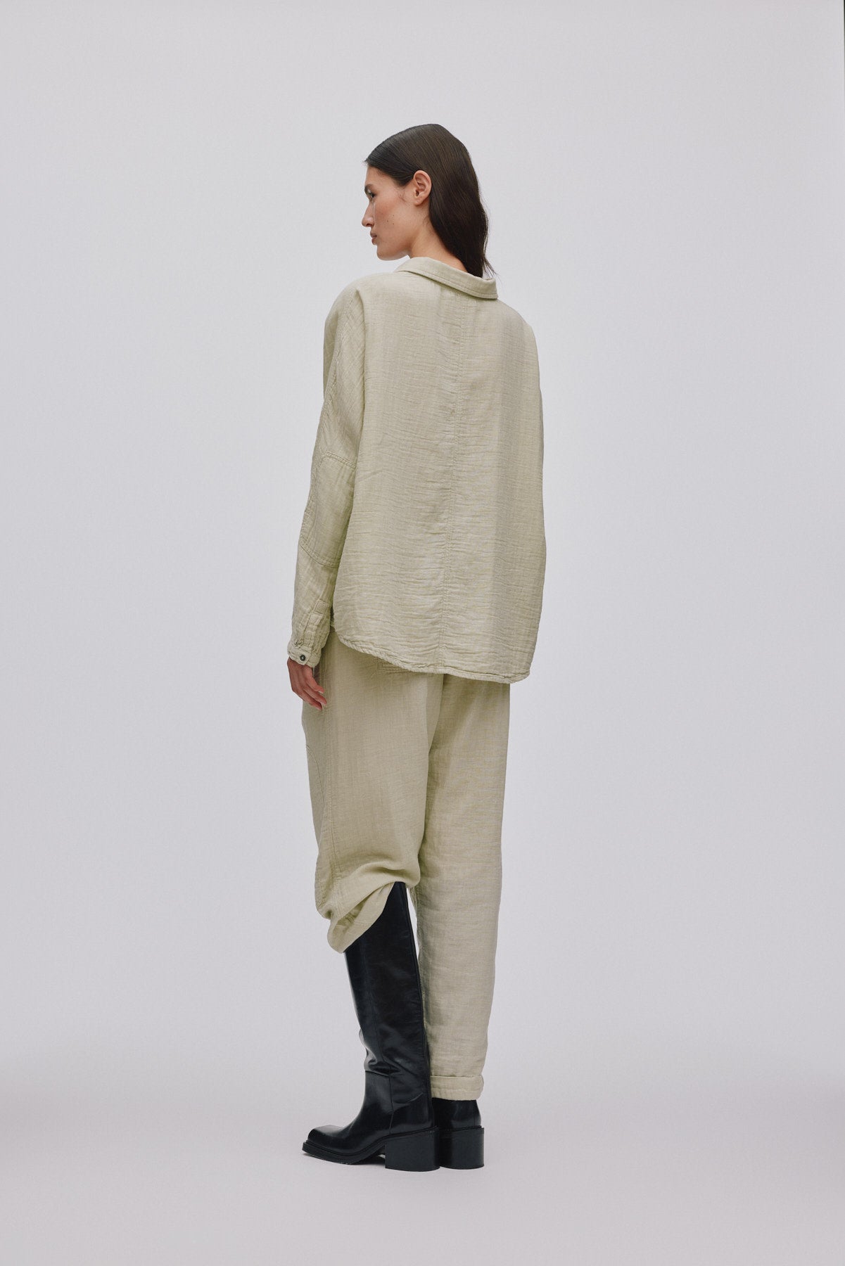 Cotton double knee patch pants - Johanne I Pelican grey 5 - Rabens Saloner - DK