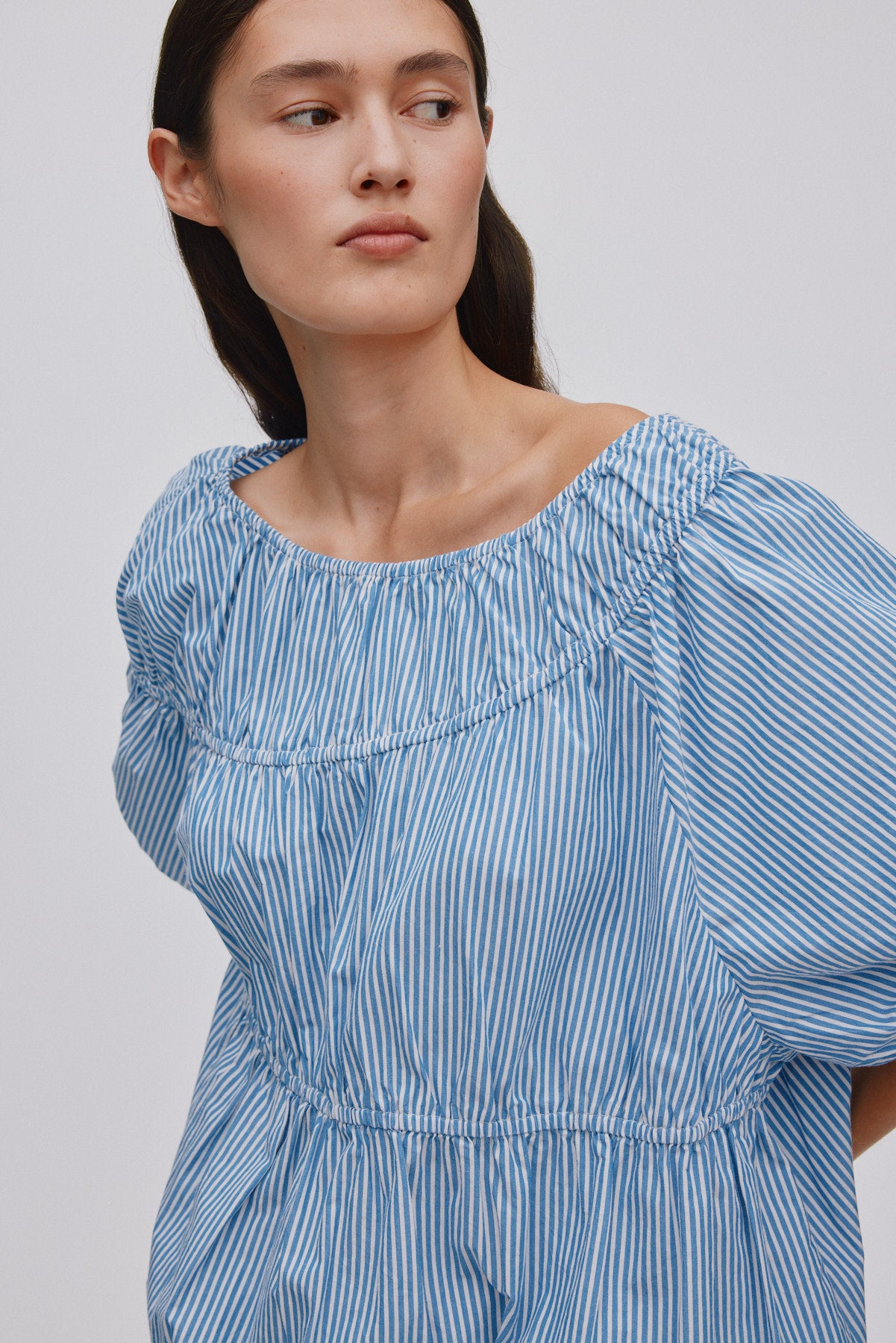 Lotte - Quilt stripe elasticated top I Blue white stripe Blue white stripe XS/S 4 - Rabens Saloner - DK