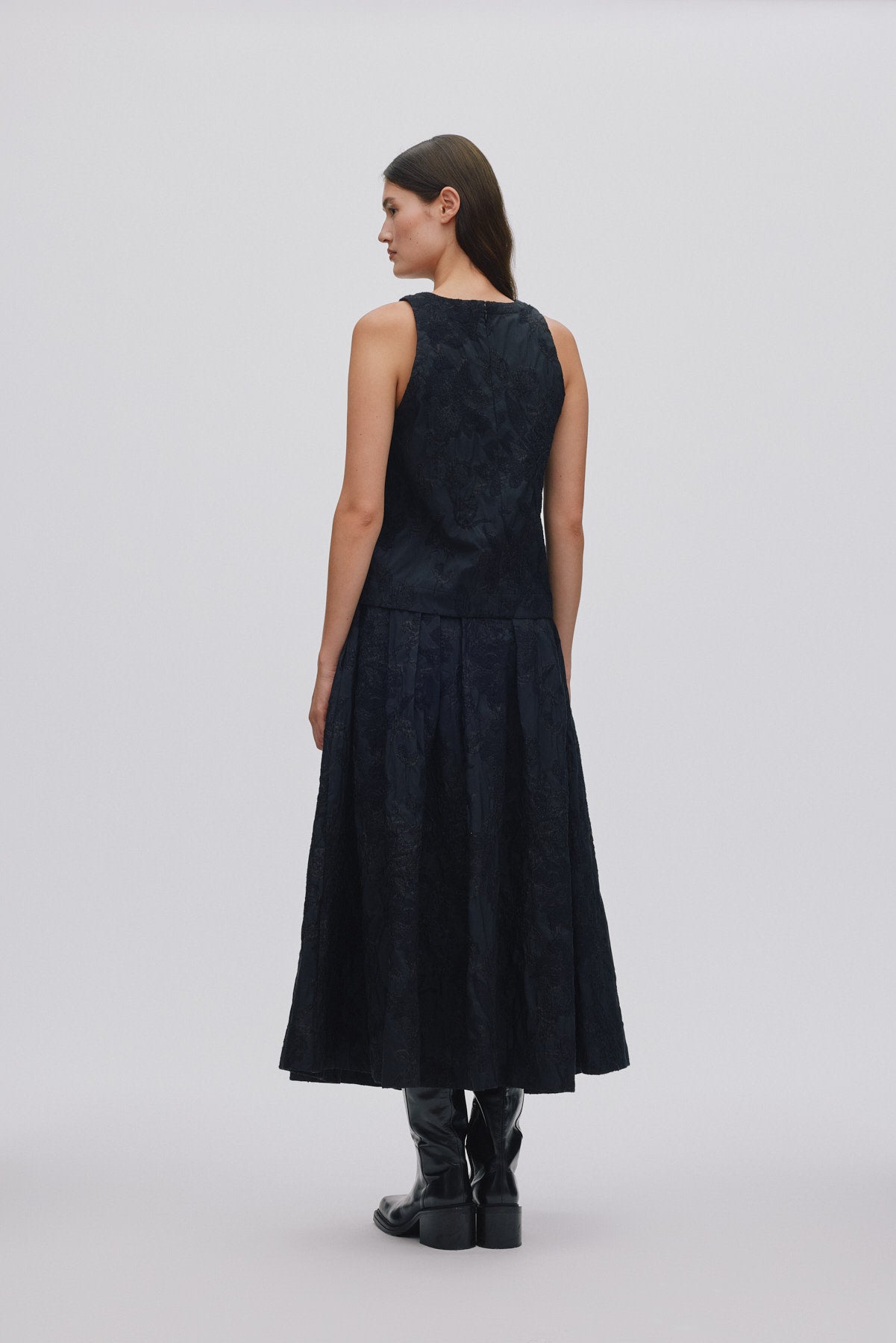 Clipped jacquard tank top - Piper I Pirate black 6 - Rabens Saloner - DK