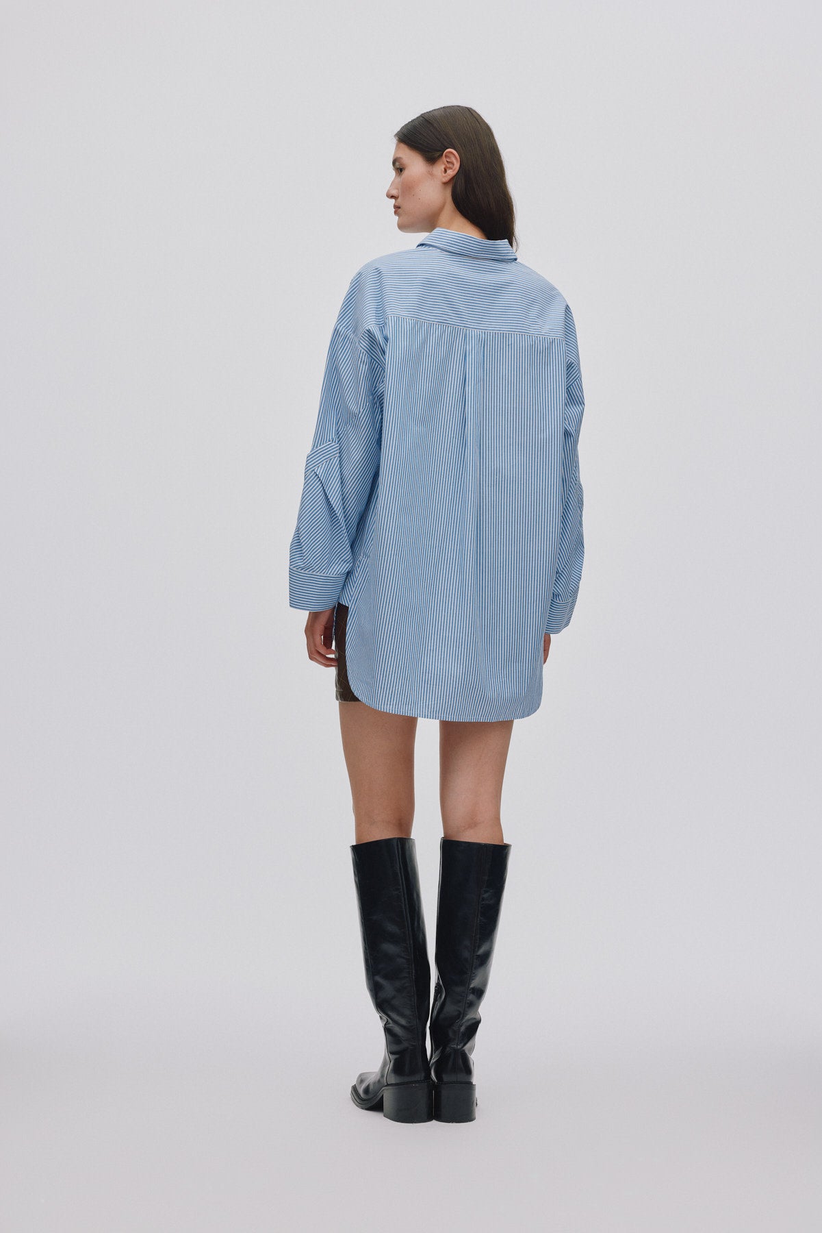 Bobbies - Quilt stripe oversize shirt I Blue white stripe 3 - Rabens Saloner - DK