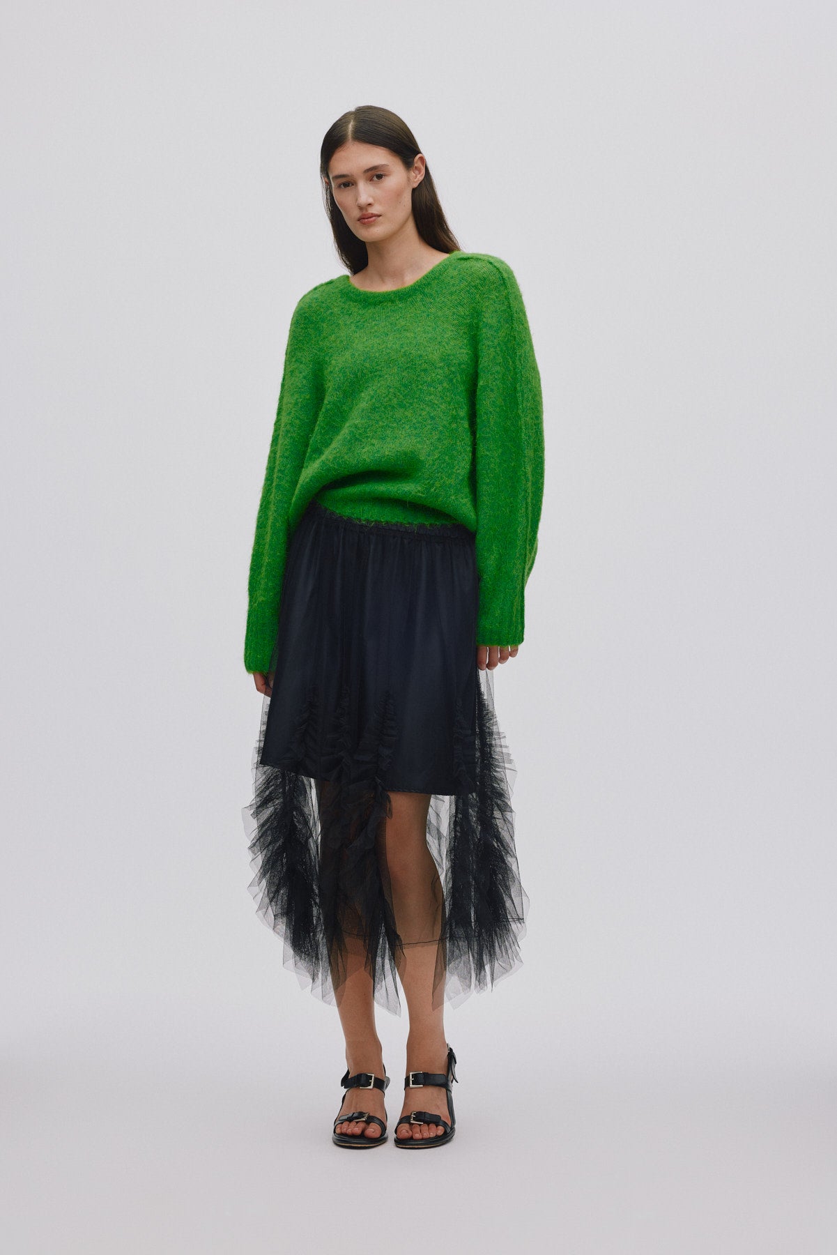 Glenda - Frilly tulle skirt I Black 7 - Rabens Saloner - DK