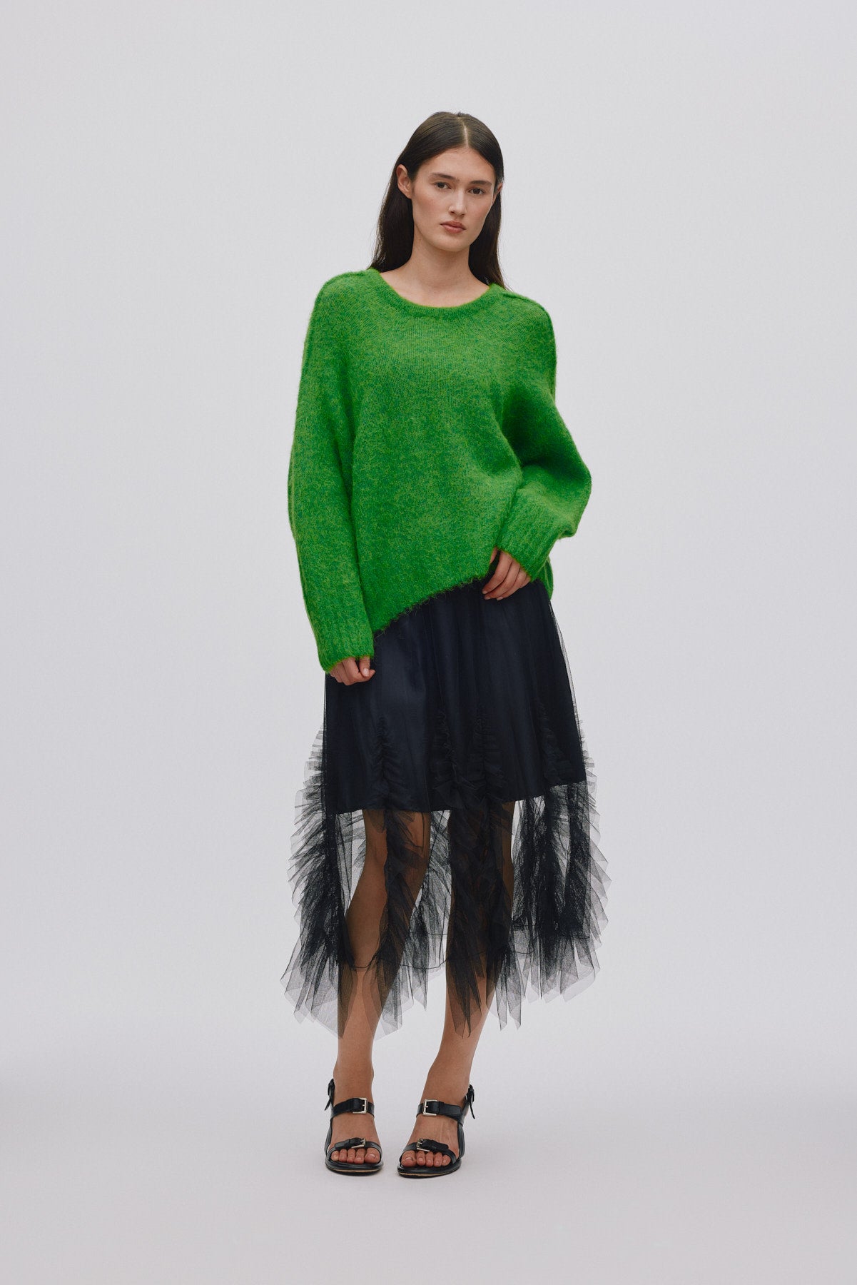 Glenda - Frilly tulle skirt I Black 1 - Rabens Saloner - DK