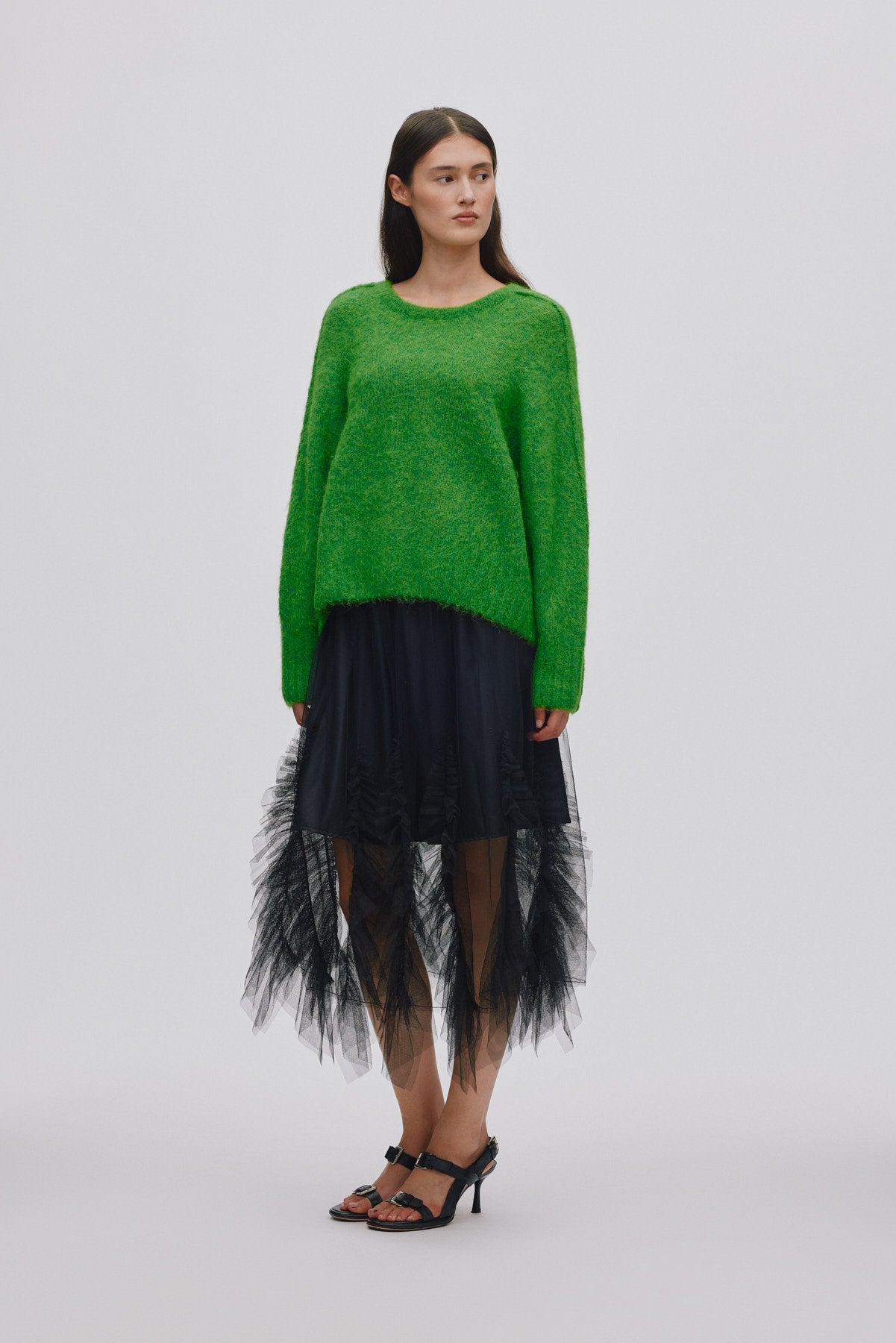 Glenda - Frilly tulle skirt I Black 9 - Rabens Saloner - DK