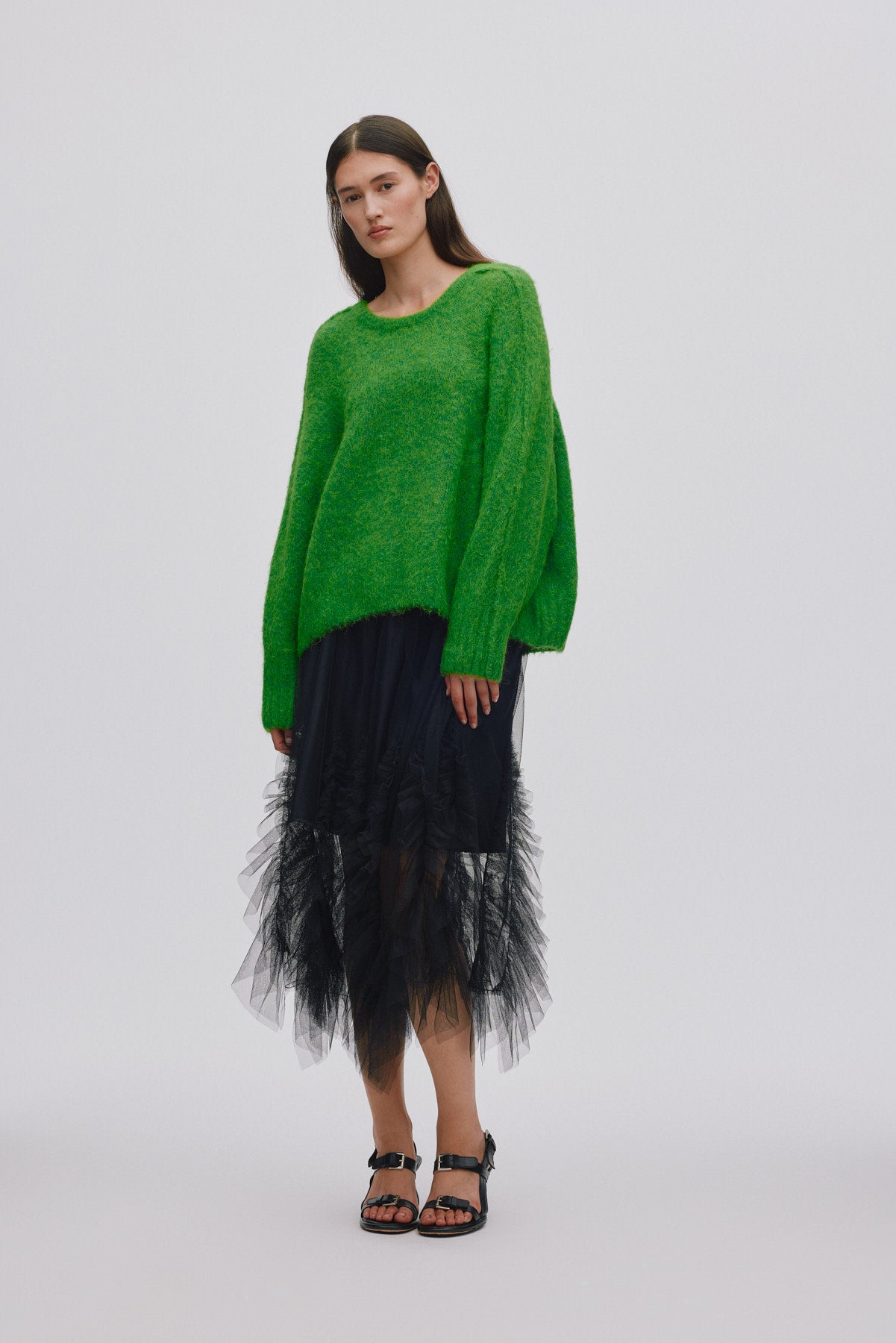 Glenda - Frilly tulle skirt I Black 9 - Rabens Saloner - DK