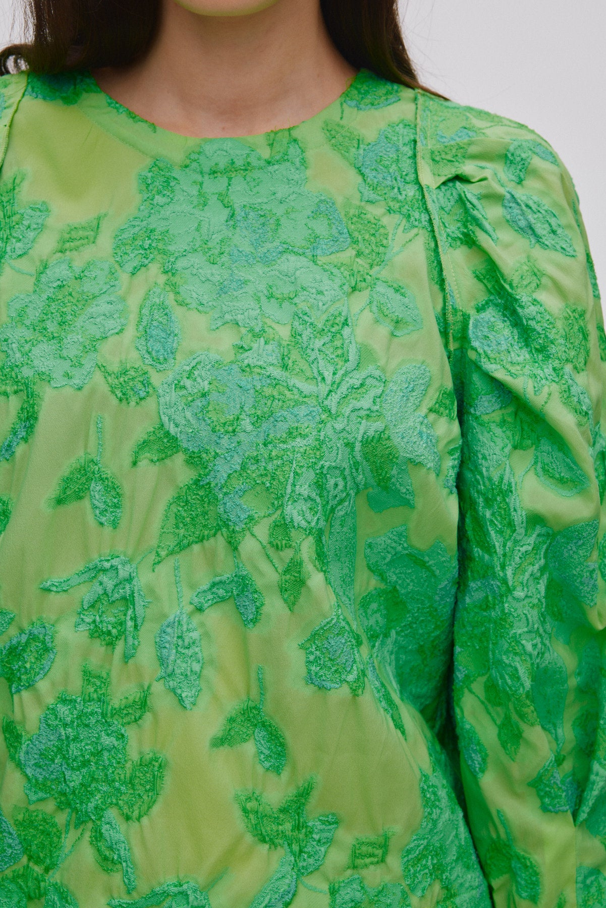 Clipped jacquard blouse - Peyton I Viper green 5 - Rabens Saloner - DK
