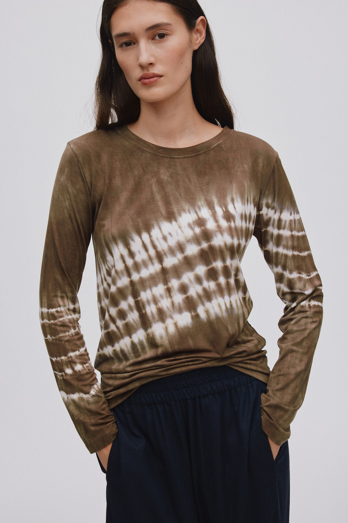 Xenia - Frequency long sleeve t-shirt I Dry mocca combo 4 - Rabens Saloner - DK