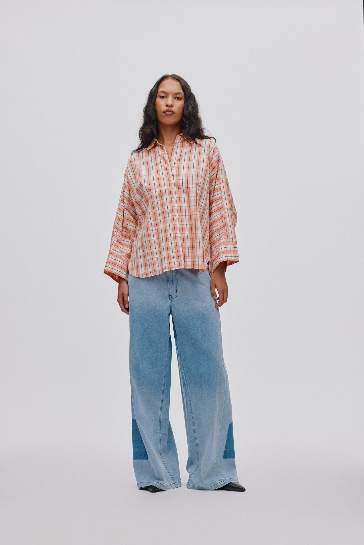 Chloe - Shirt check full shirt I Mandarin check 1 - Rabens Saloner - DK