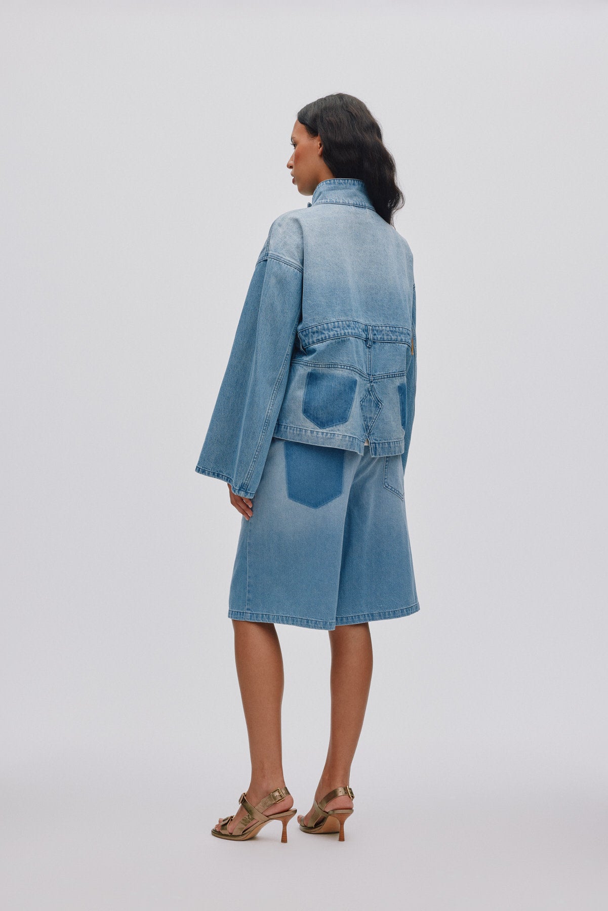 Raha - Light denim wide shorts I Light washed denim 4 - Rabens Saloner - DK