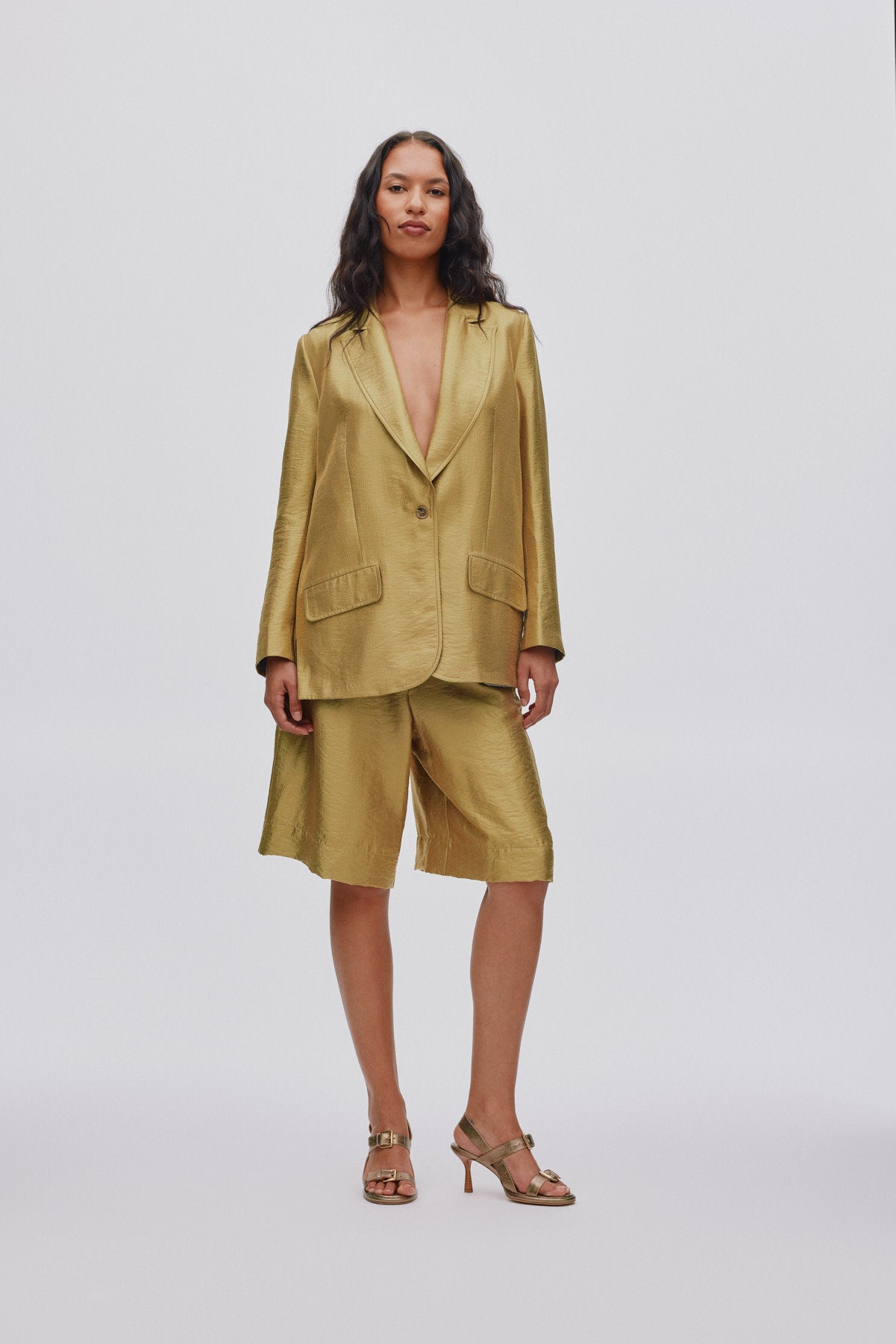 Alona - Woven gold jacket I Gold 2 - Rabens Saloner - DK