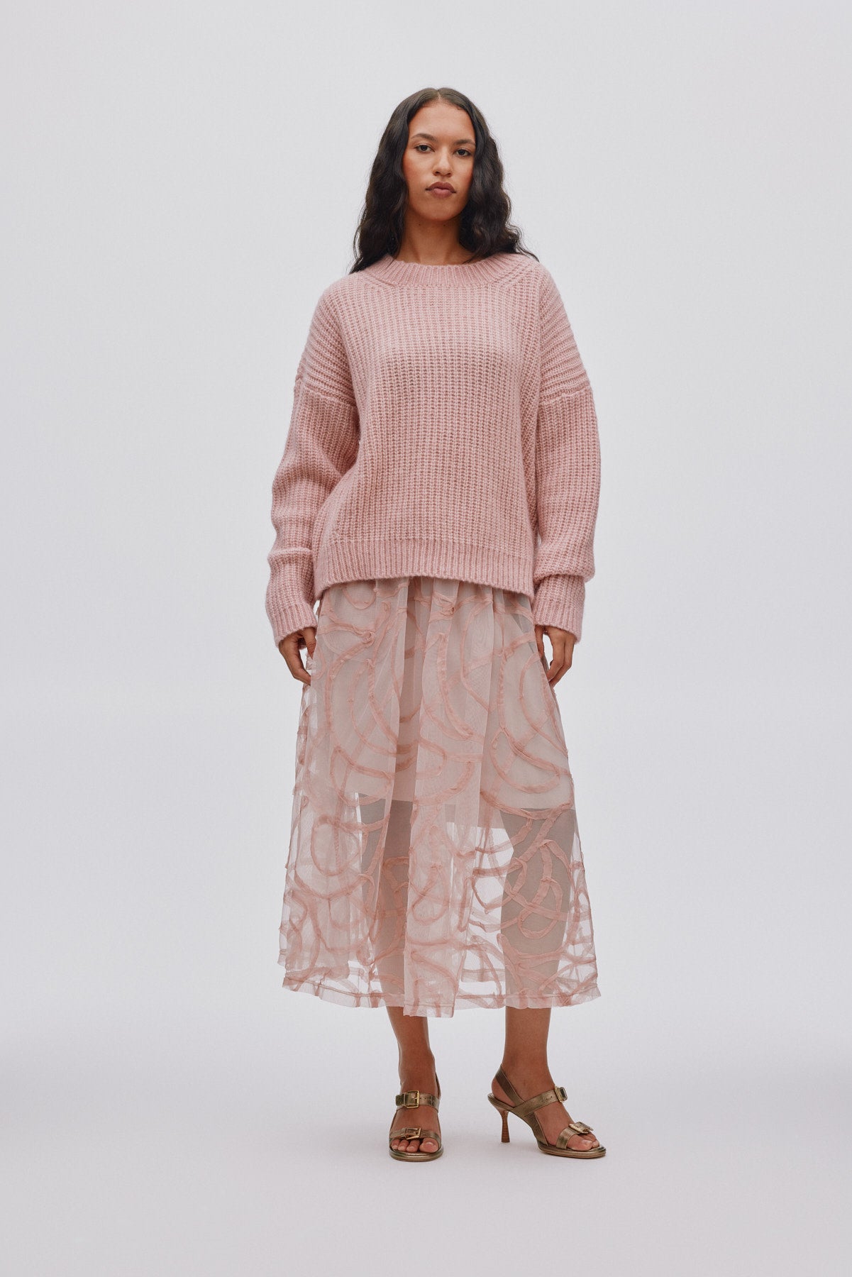 Hifa - Open knit cosy sweater I Pale pink Pale pink XS/S 1 - Rabens Saloner - DK