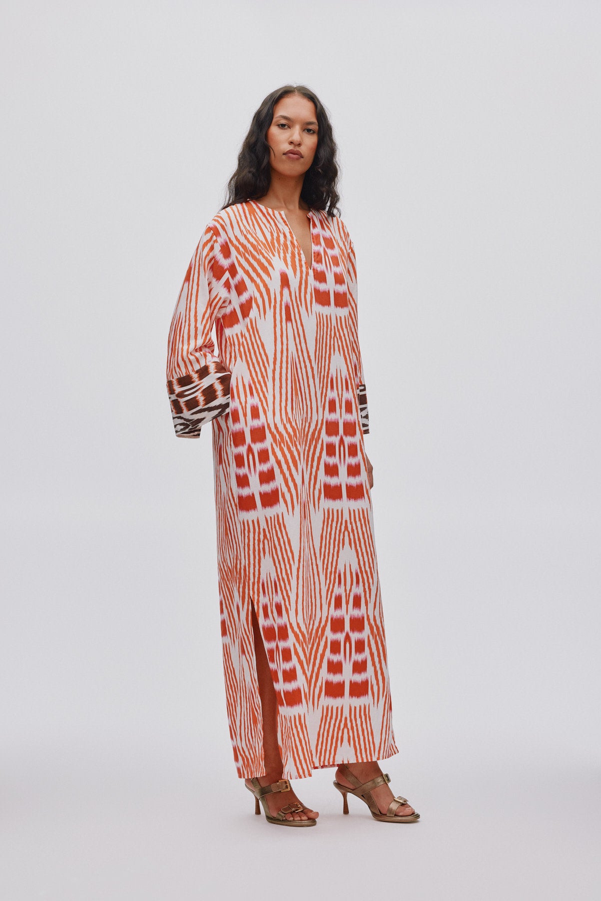 Karimalou - Ikat combo kaftan I Forest pink sand & citrus combo 4 - Rabens Saloner - DK