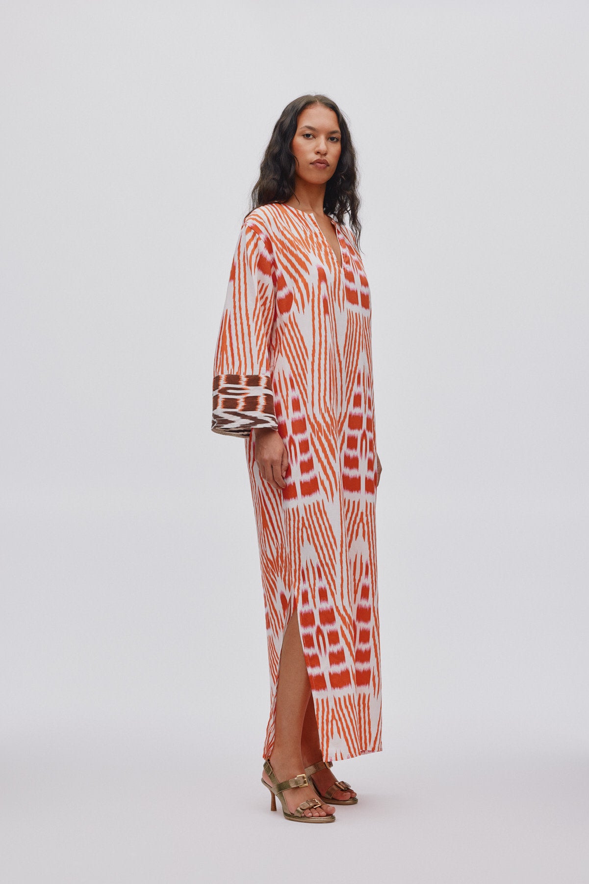 Karimalou - Ikat combo kaftan I Forest pink sand & citrus combo 5 - Rabens Saloner - DK