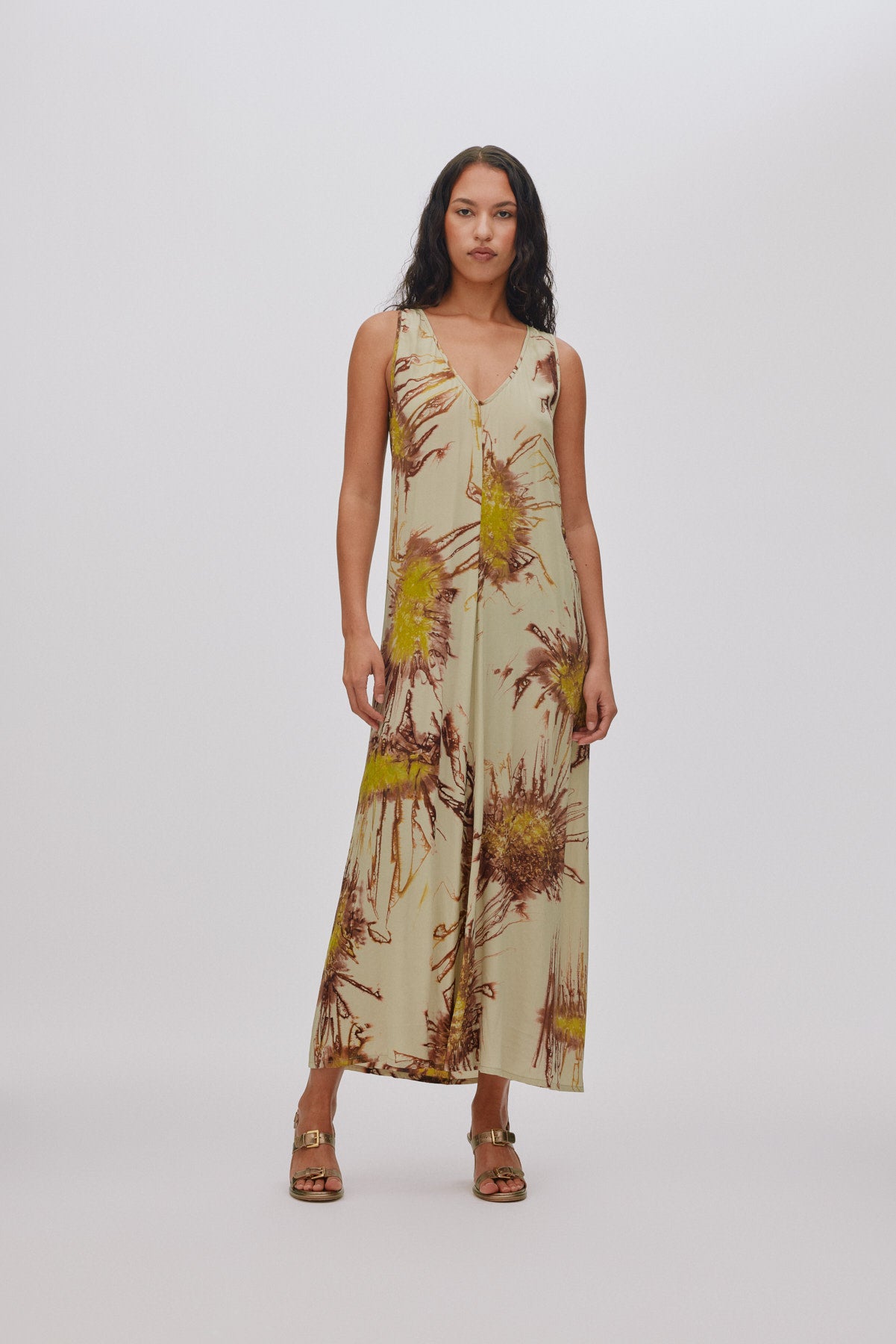 Alpa - Sea urchin long dress I Chartreuse combo 2 - Rabens Saloner - DK