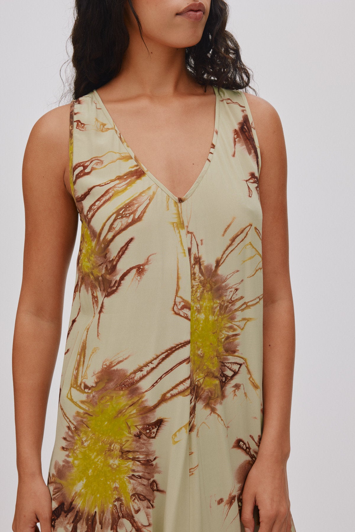 Alpa - Sea urchin long dress I Chartreuse combo 6 - Rabens Saloner - DK