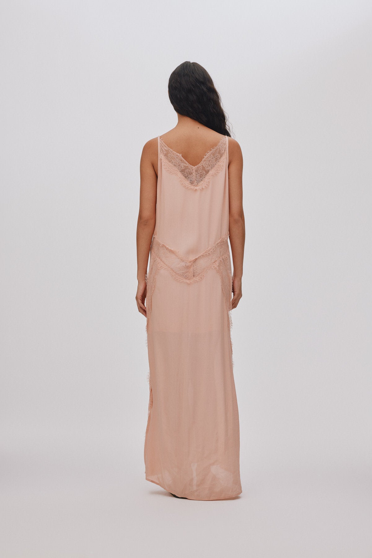 Lilou - Sheer lace panelled dress I Blush 2 - Rabens Saloner - DK