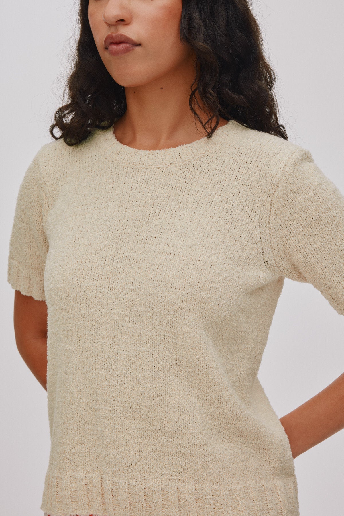 Elka - Towelling knit t-shirt I Sand Sand XS 3 - Rabens Saloner - DK