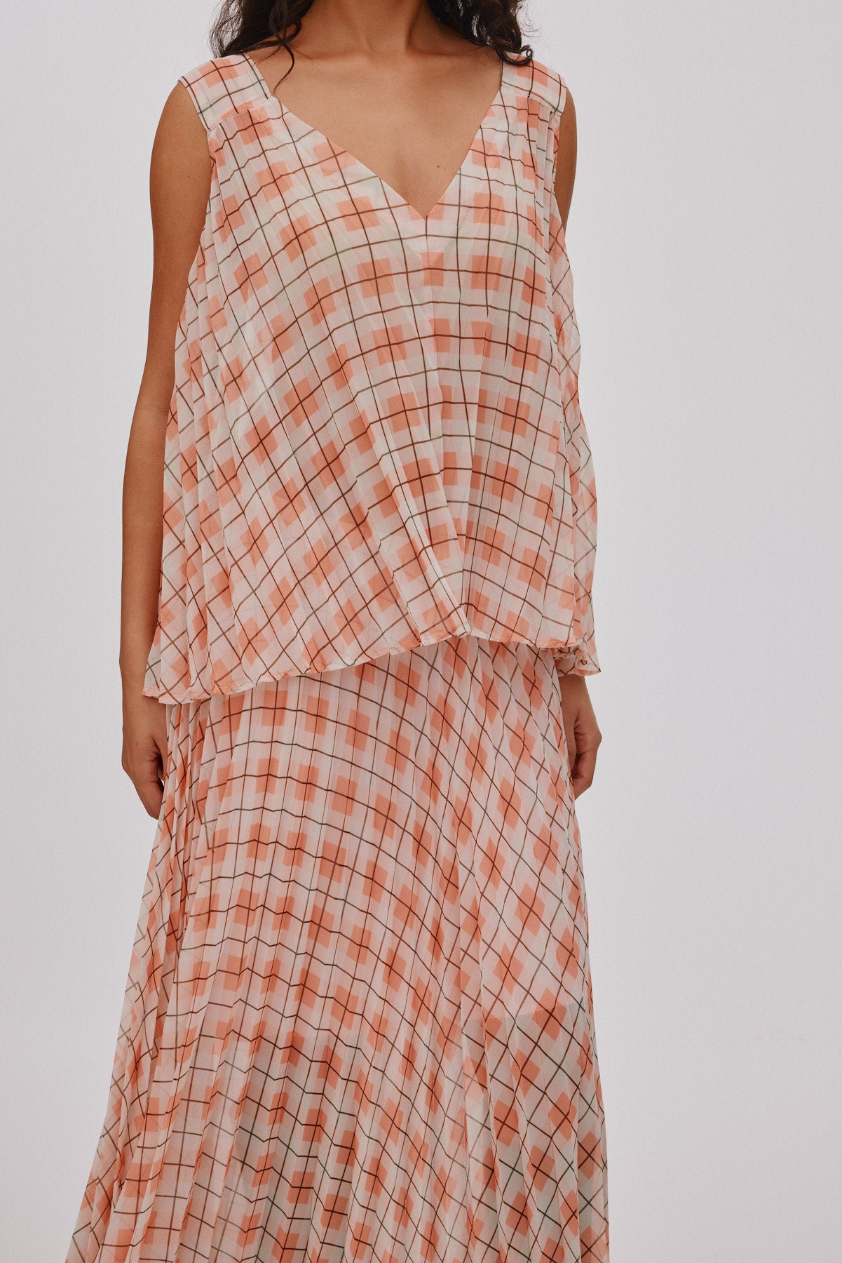 Sage - Transparent check top I Mandarin pleat 3 - Rabens Saloner - DK