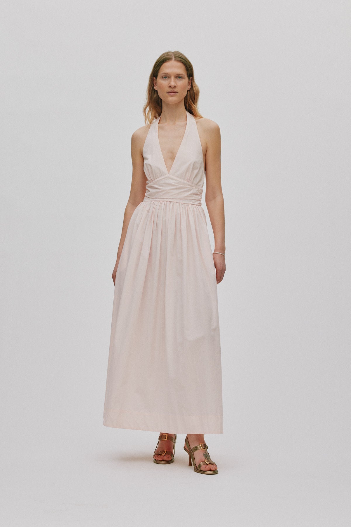 Izette - Poplin halter dress I Light rose 1 - Rabens Saloner - DK