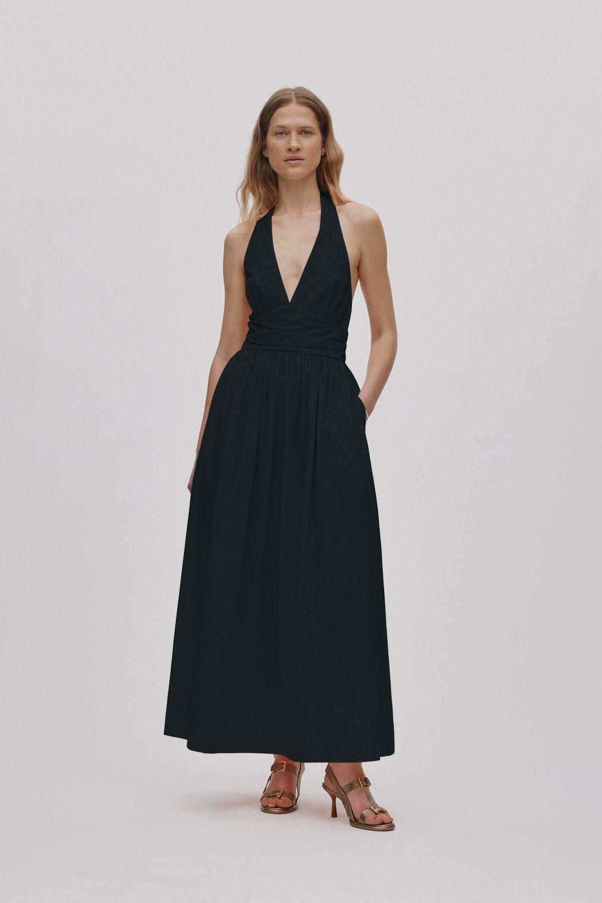 Izette - Poplin halter dress I Black Black XS 1 - Rabens Saloner - DK