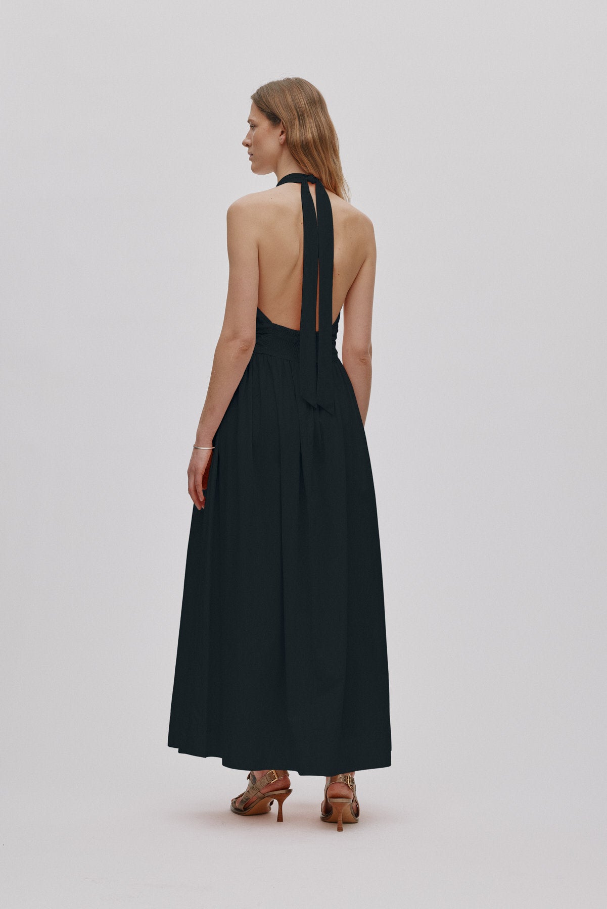 Izette - Poplin halter dress I Black 2 - Rabens Saloner - DK