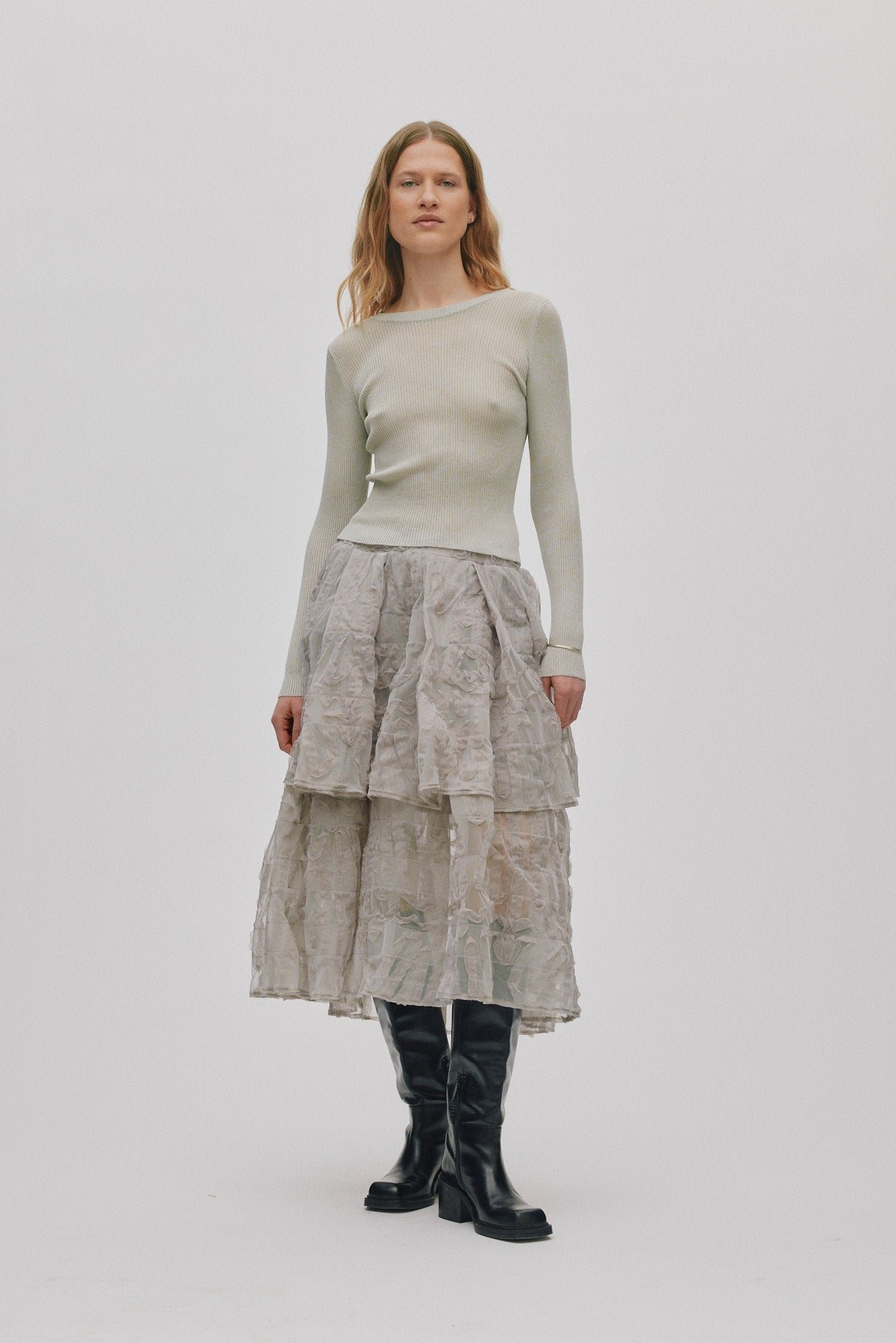 Sibora - Splash netting skirt I Silver grey 1 - Rabens Saloner - DK