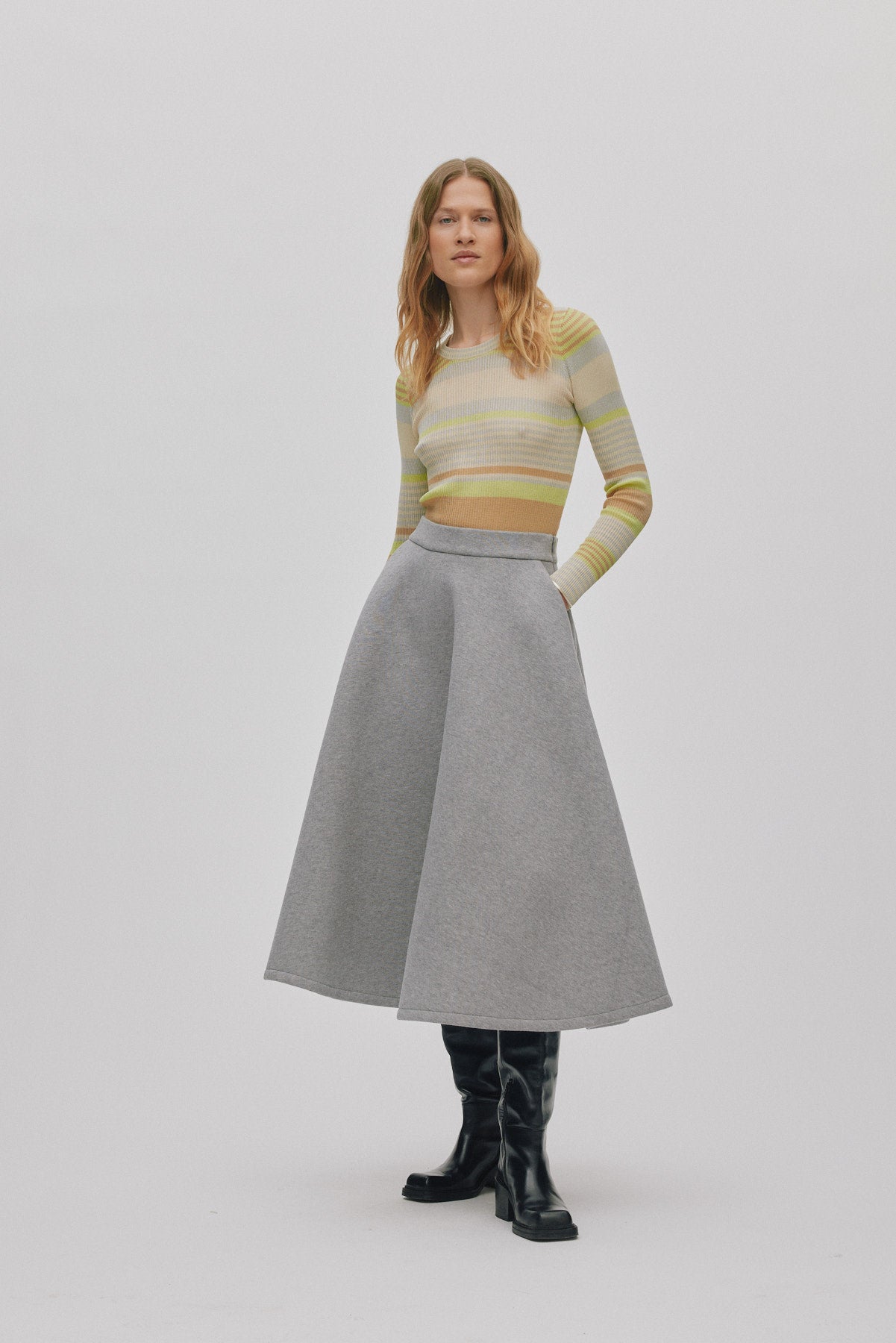 Bisharo - Varsity full skirt I Grey melange 1 - Rabens Saloner - DK