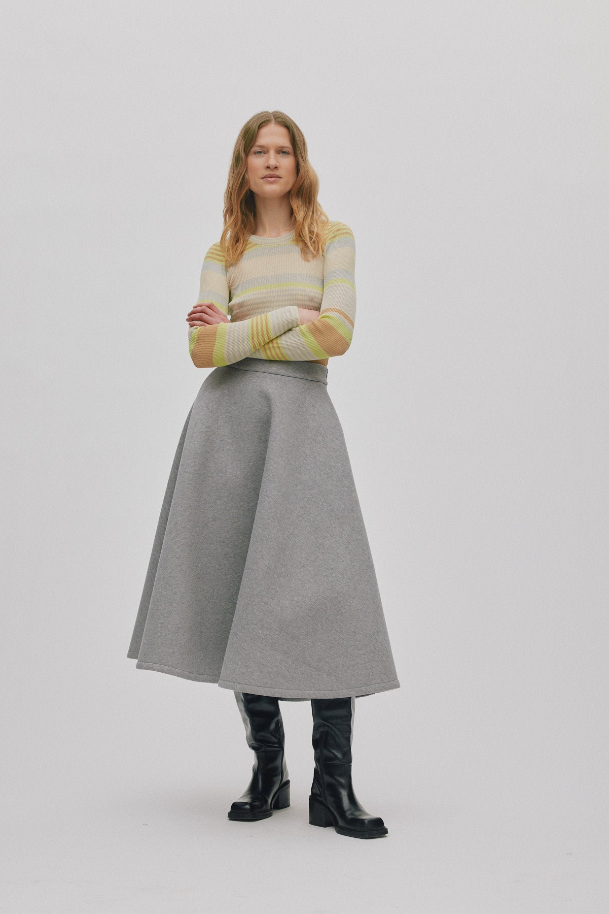 Bisharo - Varsity full skirt I Grey melange 2 - Rabens Saloner - DK