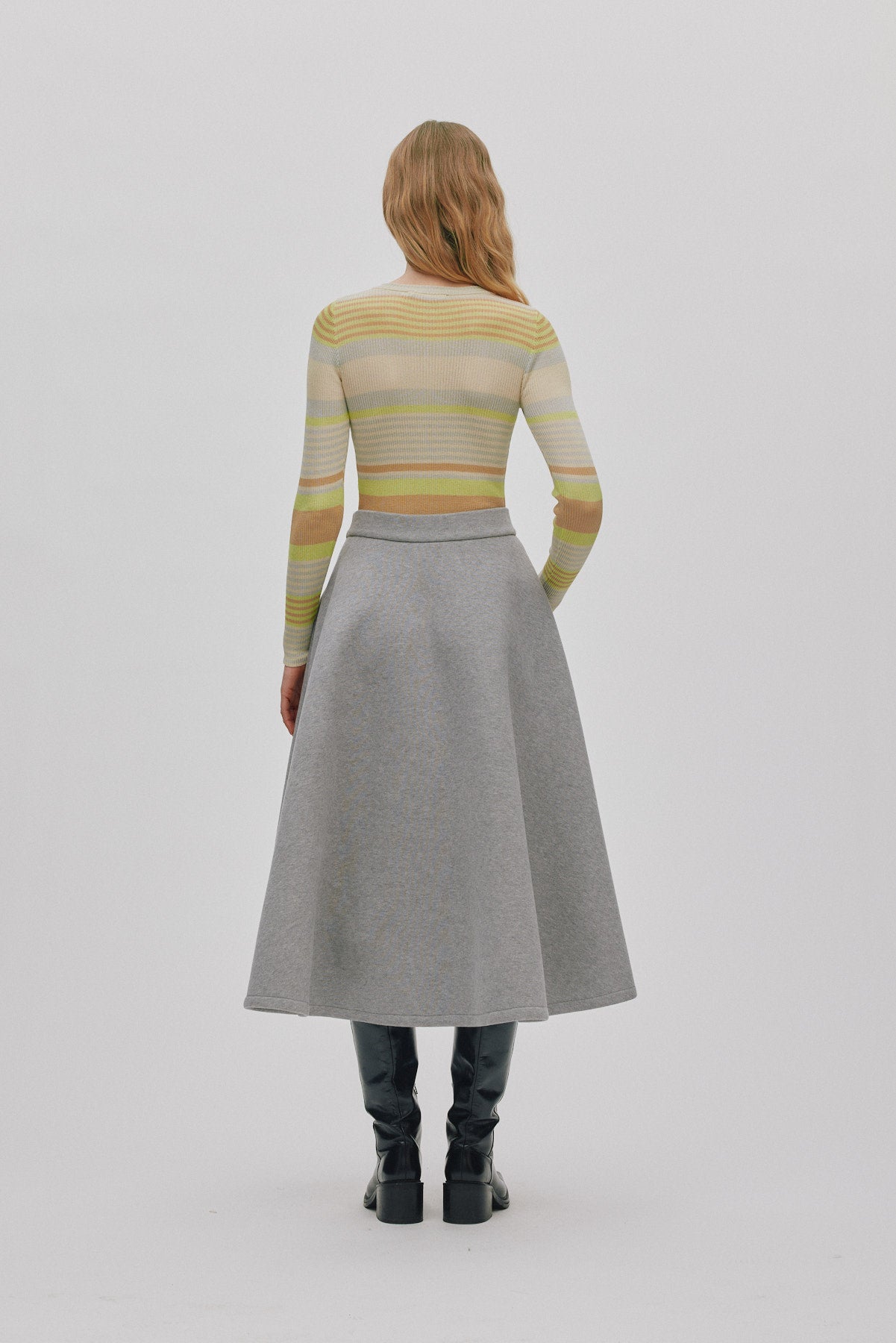 Bisharo - Varsity full skirt I Grey melange 5 - Rabens Saloner - DK