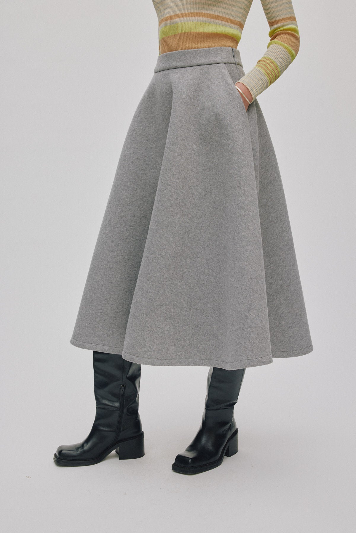 Bisharo - Varsity full skirt I Grey melange 3 - Rabens Saloner - DK