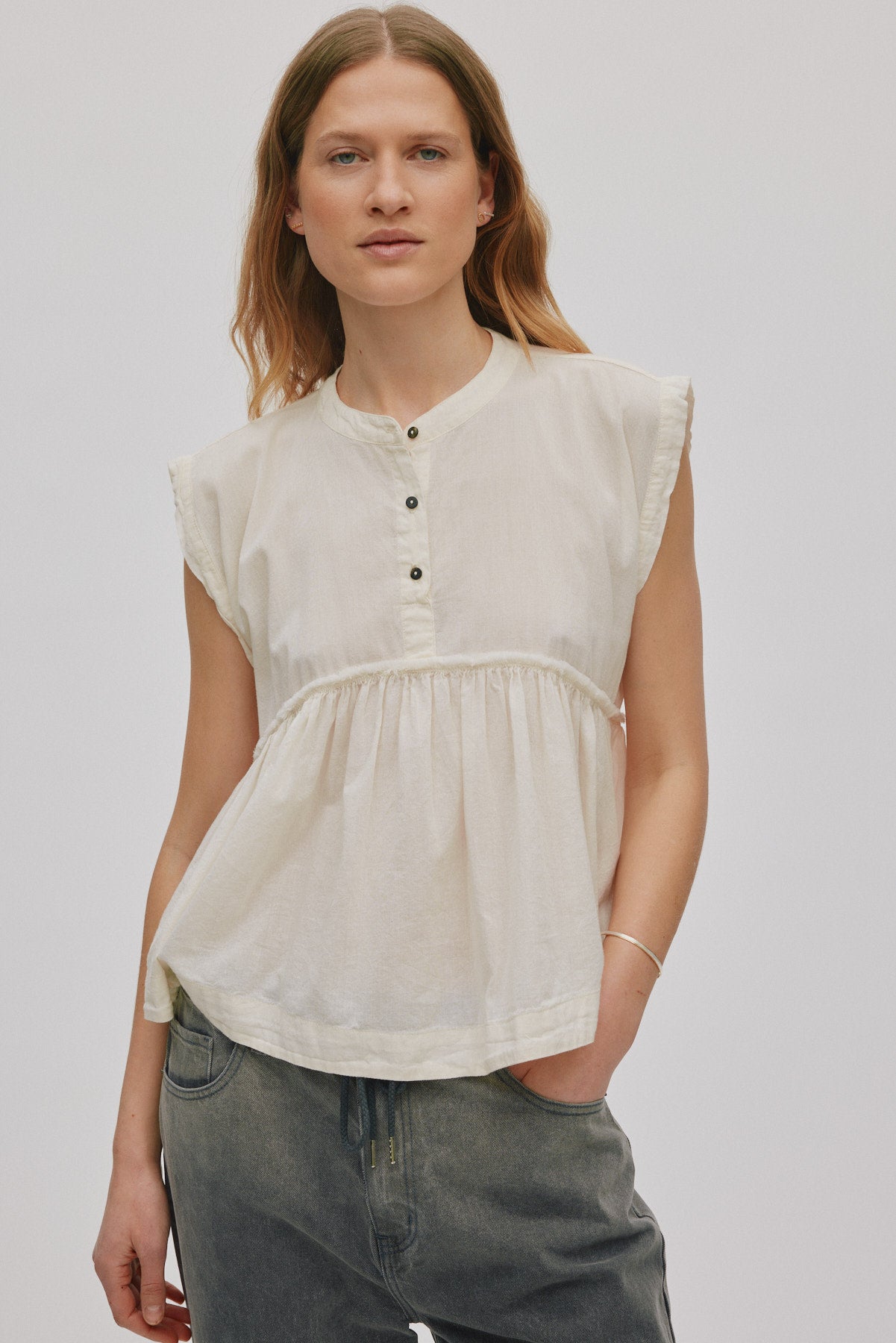 Deona - Cotton blouse I Bone 2 - Rabens Saloner - DK