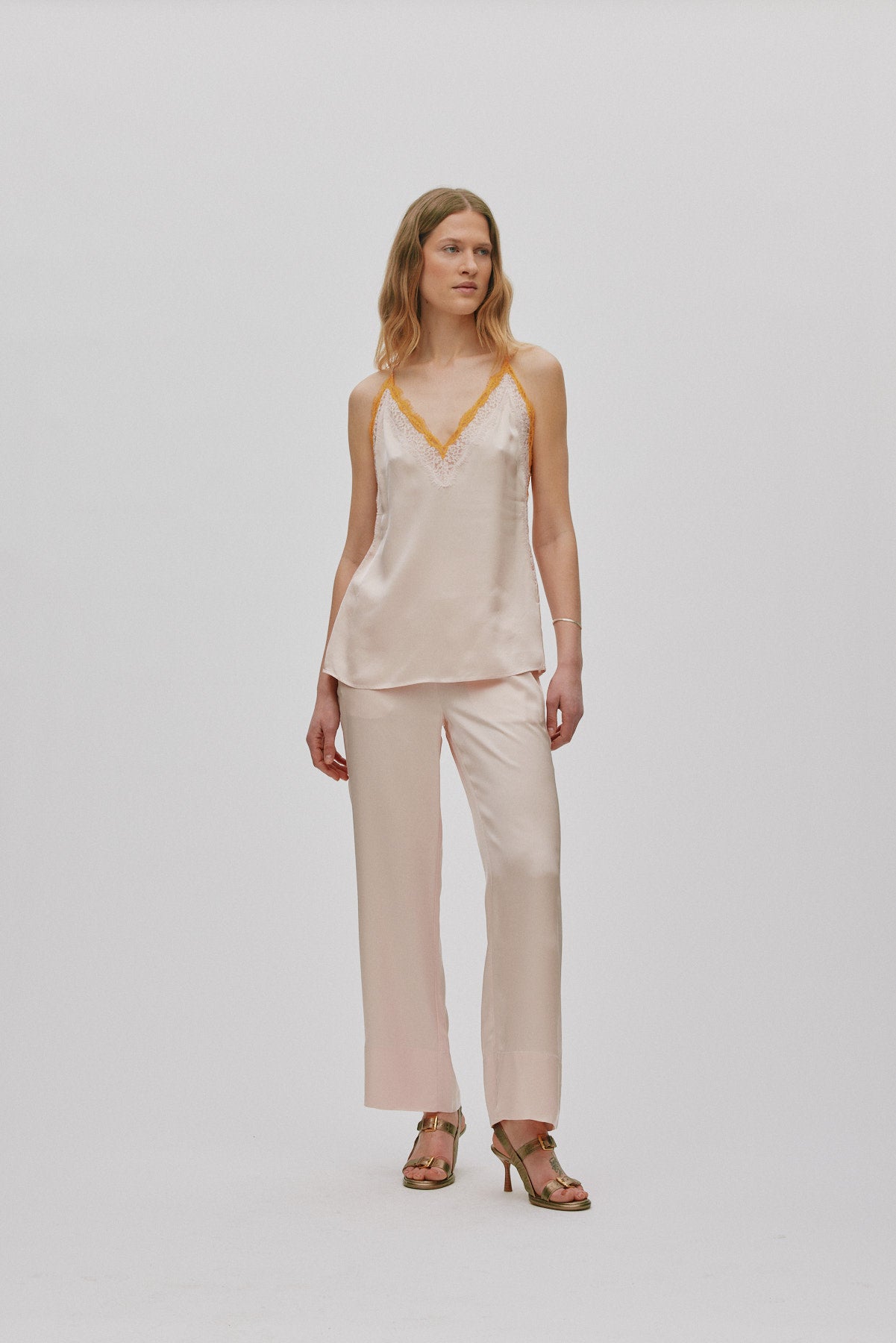 Alisa - Contrast lace wide leg pants I Light rose Light rose XS 1 - Rabens Saloner - DK