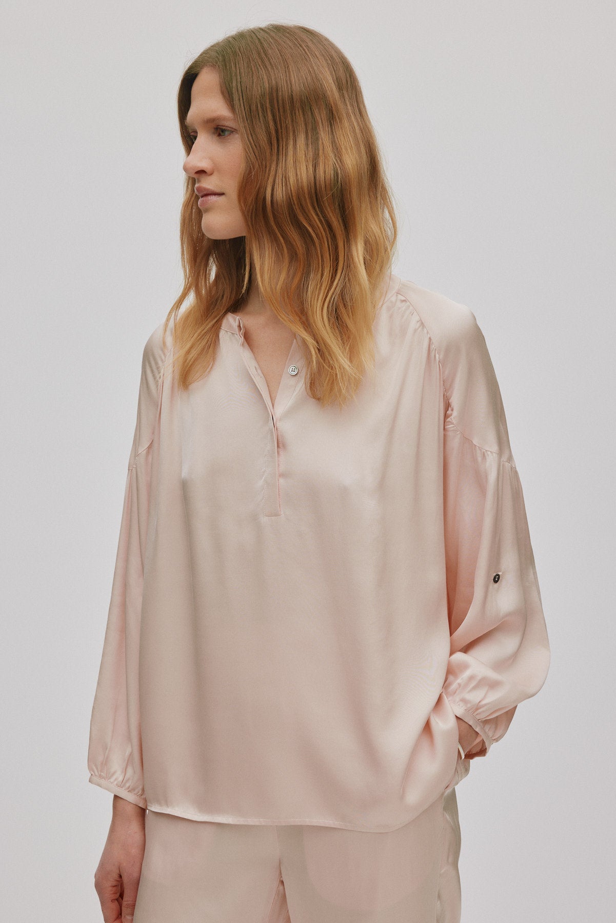 Lissy - Contrast lace shirt I Light rose 2 - Rabens Saloner - DK