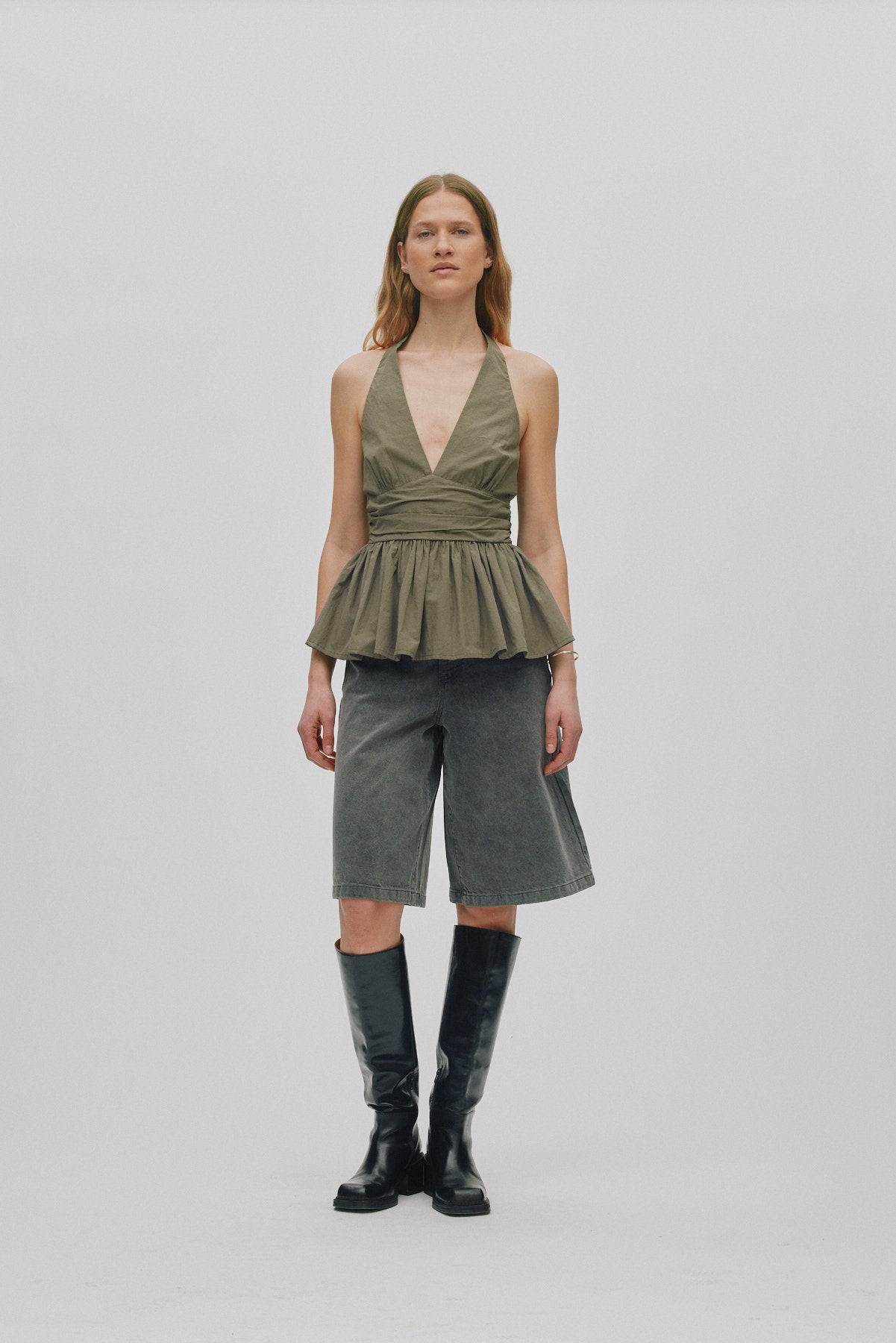 Izma - Poplin halter top I Asphalt 1 - Rabens Saloner - DK