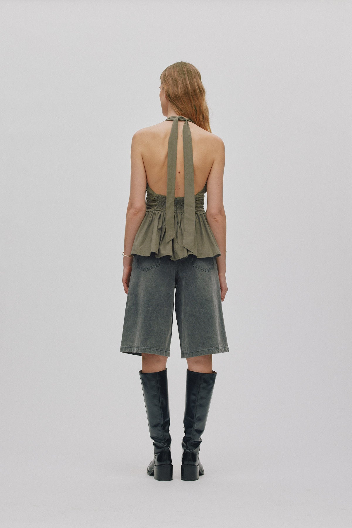 Izma - Poplin halter top I Asphalt 3 - Rabens Saloner - DK