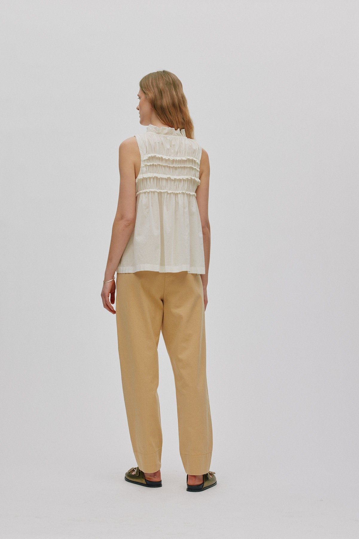 Pia - Voile frill halter top I Chalk 2 - Rabens Saloner - DK
