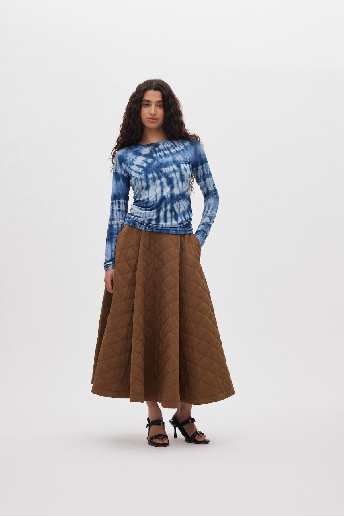 Bisharo - Tech quilt full skirt I Chestnut 1 - Rabens Saloner - DK