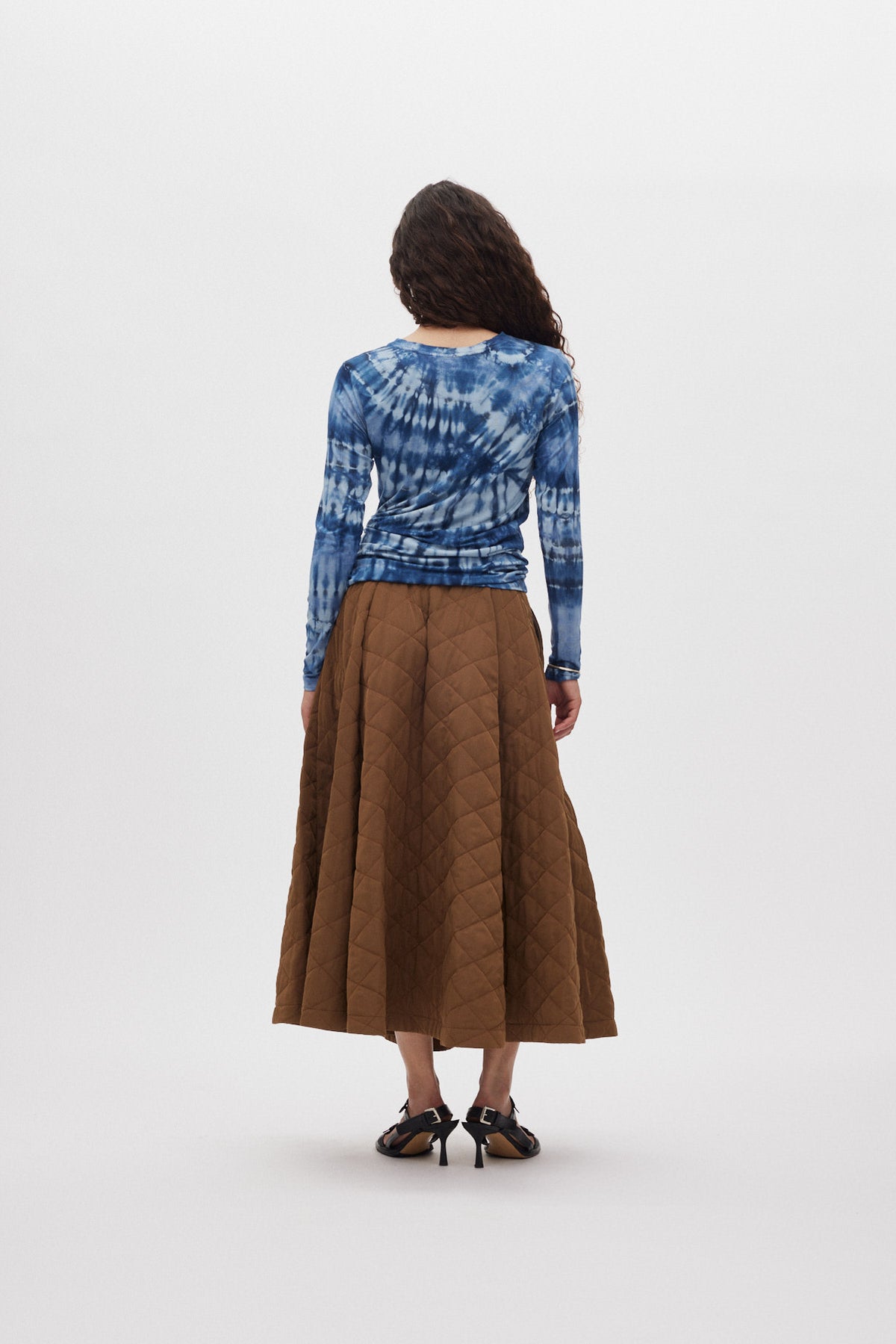 Bisharo - Tech quilt full skirt I Chestnut 3 - Rabens Saloner - DK
