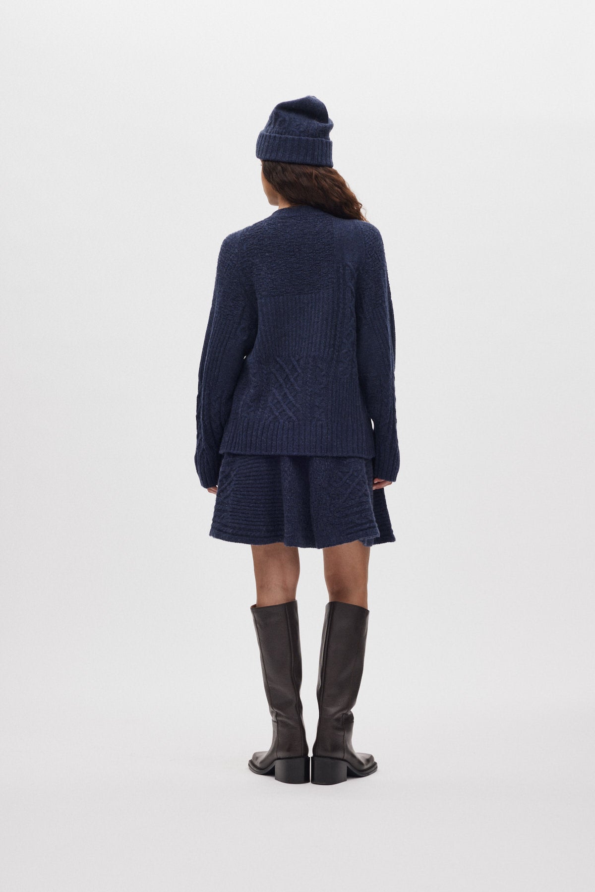 Luka - Patchwork knit cardigan I Indigo 2 - Rabens Saloner - DK