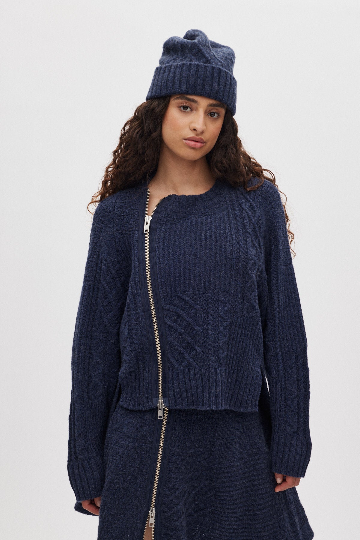 Luka - Patchwork knit cardigan I Indigo 3 - Rabens Saloner - DK