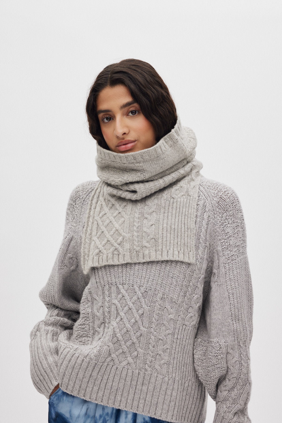 Talma - Smooth tailoring long jacket I Light grey melange 1 - Rabens Saloner - DK