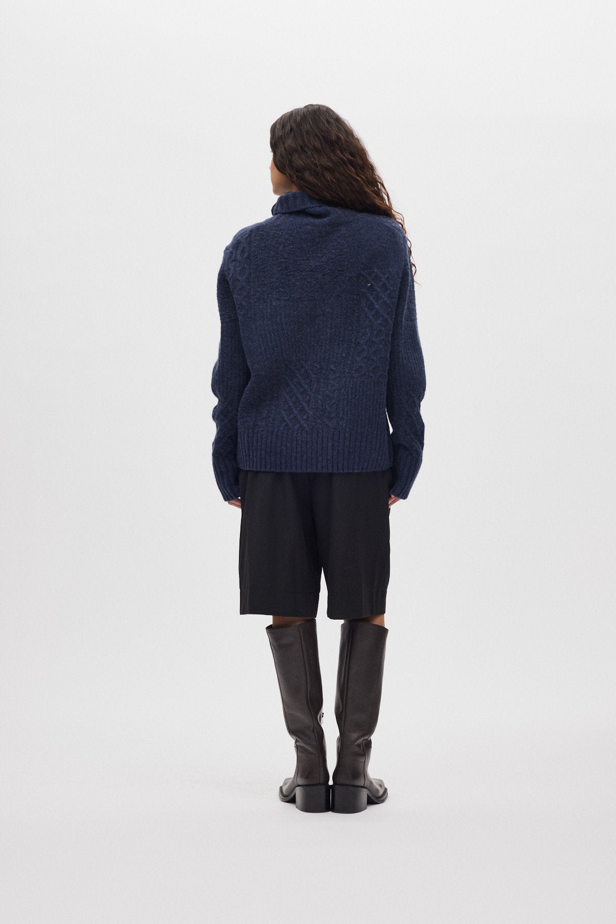 Anli - Patchwork knit sweater I Indigo 3 - Rabens Saloner - DK