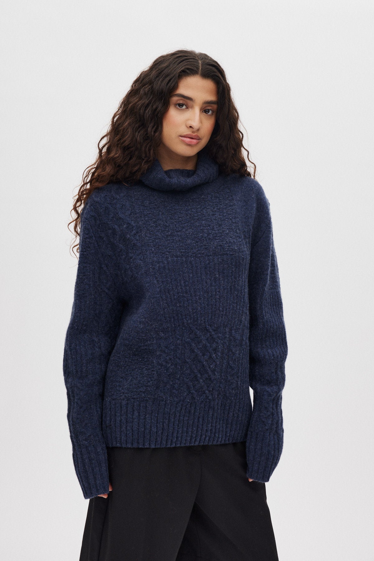 Anli - Patchwork knit sweater I Indigo 2 - Rabens Saloner - DK